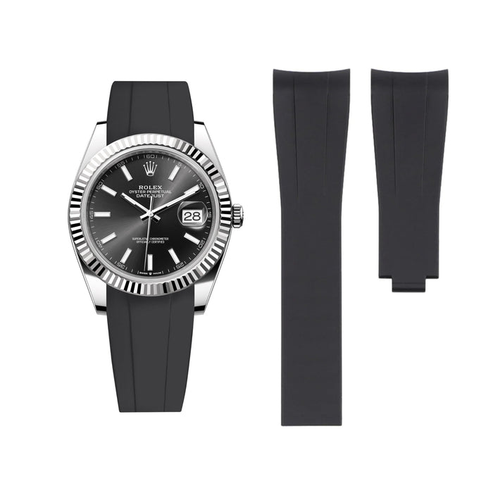 Faltschließe Kautschukarmband für Rolex Datejust 41mm – Schwarz - Helvetus DE