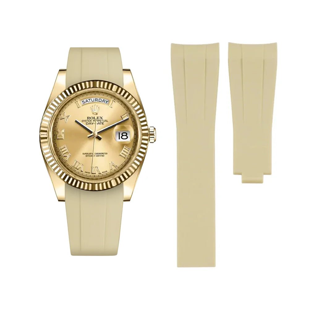 Faltschließe Kautschukarmband für Rolex Day - Date II 41mm – Beige - Helvetus DE