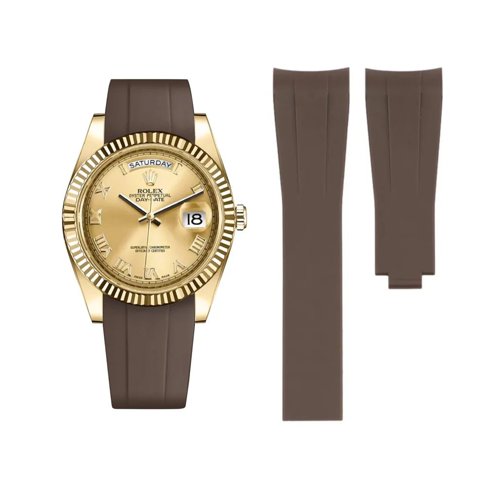 Faltschließe Kautschukarmband für Rolex Day - Date II 41mm – Braun - Helvetus DE