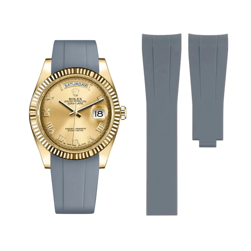 Faltschließe Kautschukarmband für Rolex Day - Date II 41mm – Grau - Helvetus DE