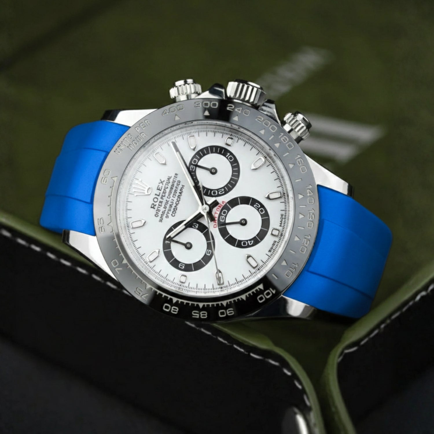 Faltschliesse Kautschukarmband für Rolex Daytona – Blau - Helvetus DE