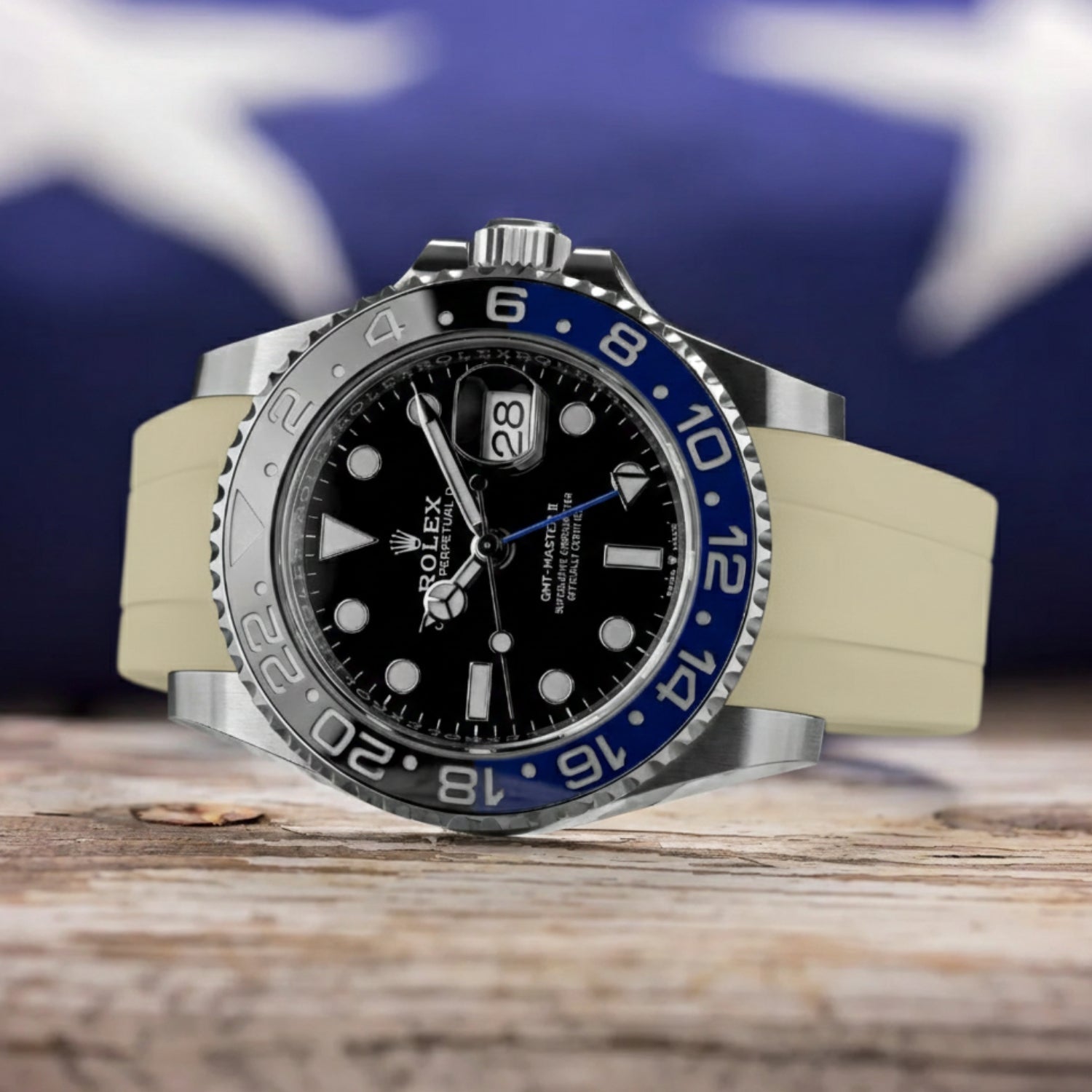 Faltschließe Kautschukarmband für Rolex GMT - Master II – Beige - Helvetus DE