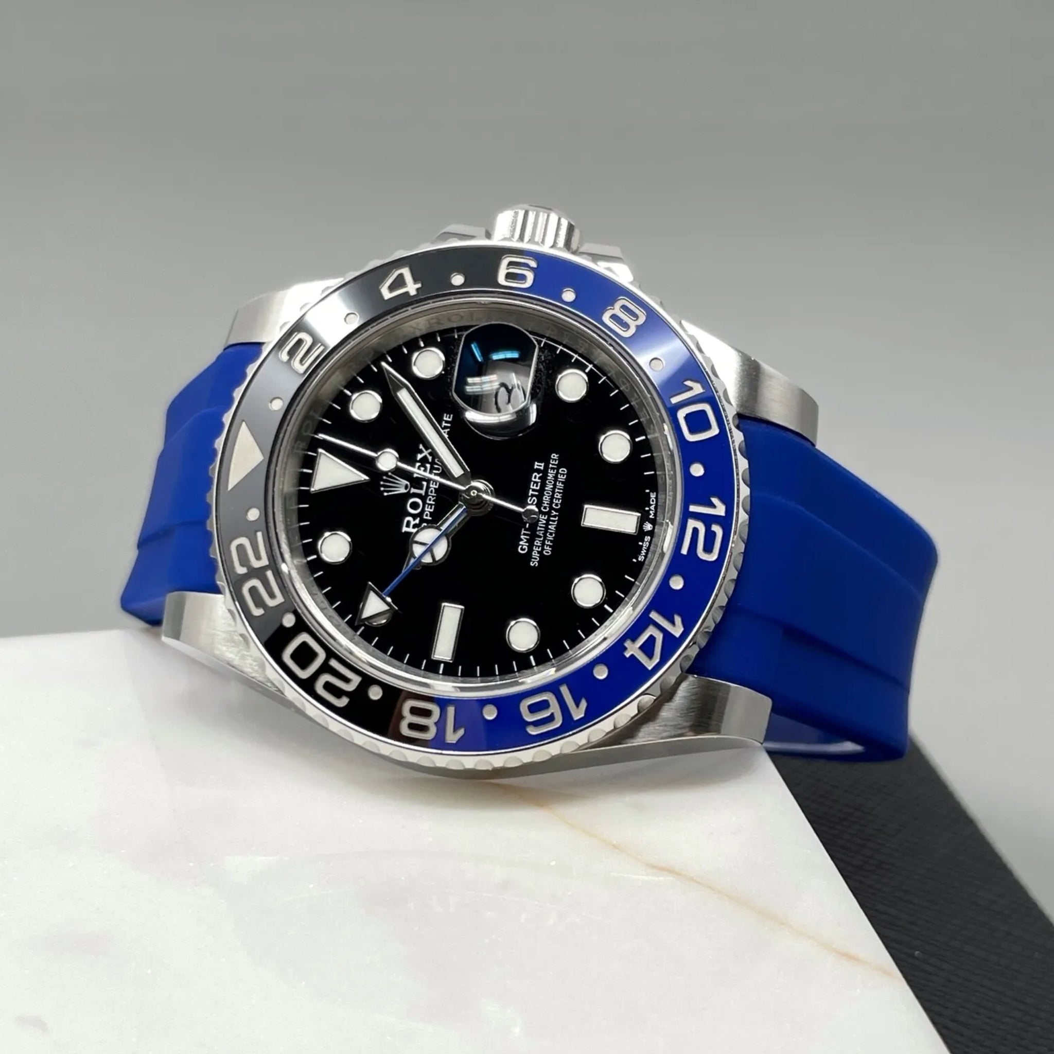 Faltschließe Kautschukarmband für Rolex GMT - Master II – Blau - Helvetus DE