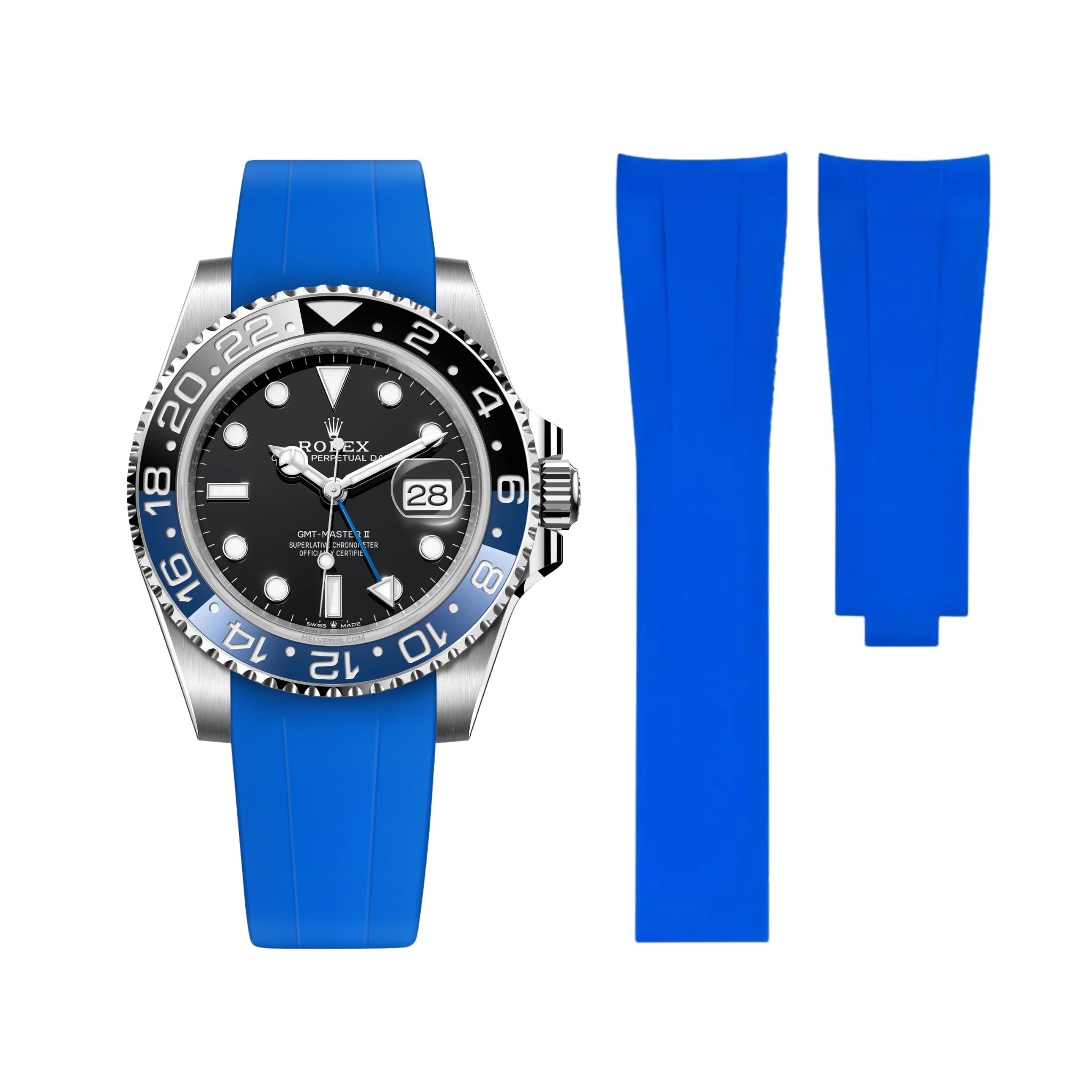 Faltschließe Kautschukarmband für Rolex GMT - Master II – Blau - Helvetus DE