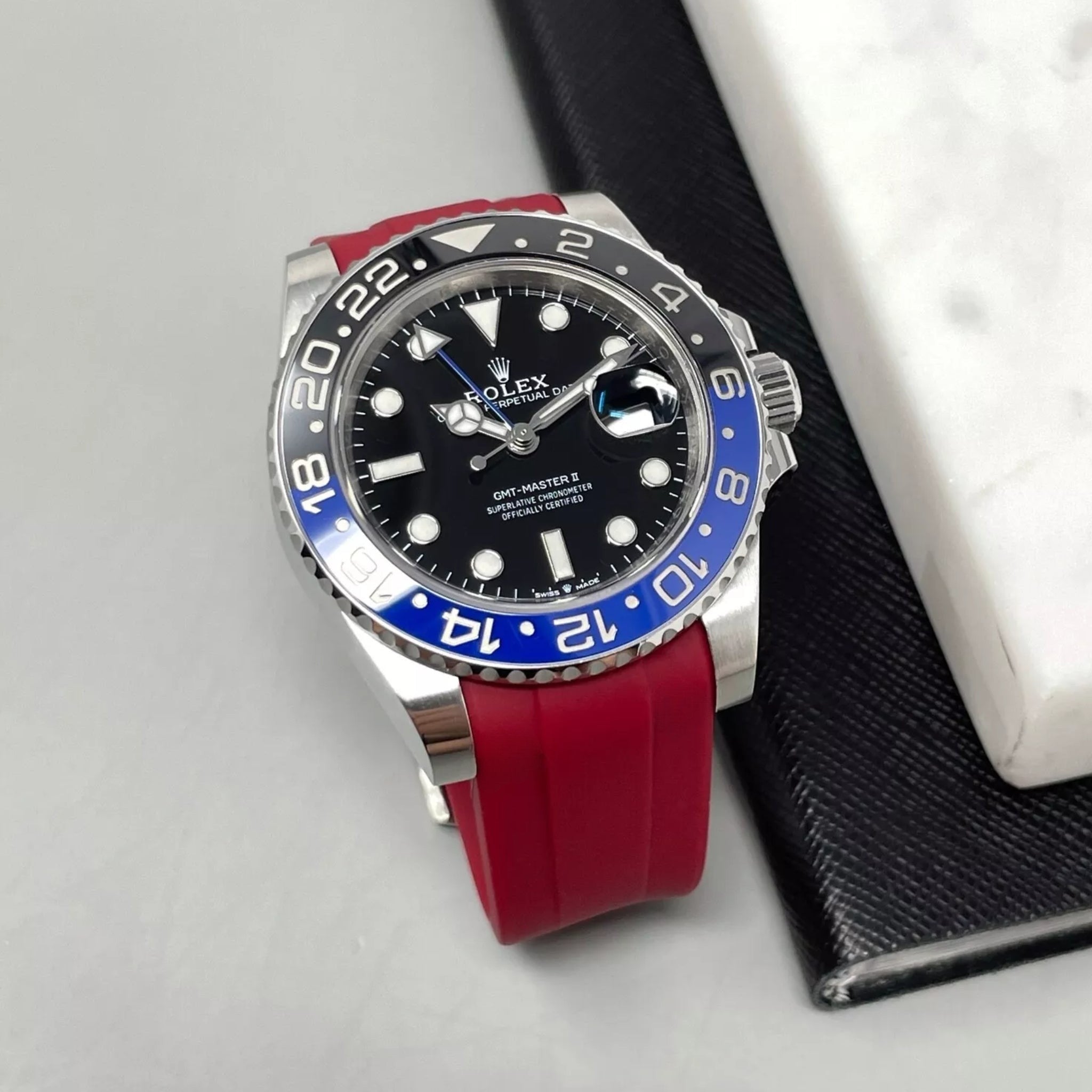 Faltschließe Kautschukarmband für Rolex GMT - Master II – Bordeaux - Helvetus DE