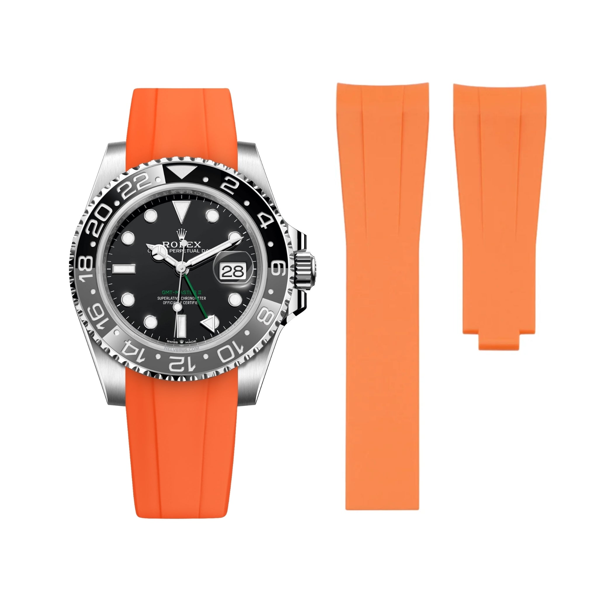 Faltschließe Kautschukarmband für Rolex GMT - Master II – Orange - Helvetus DE