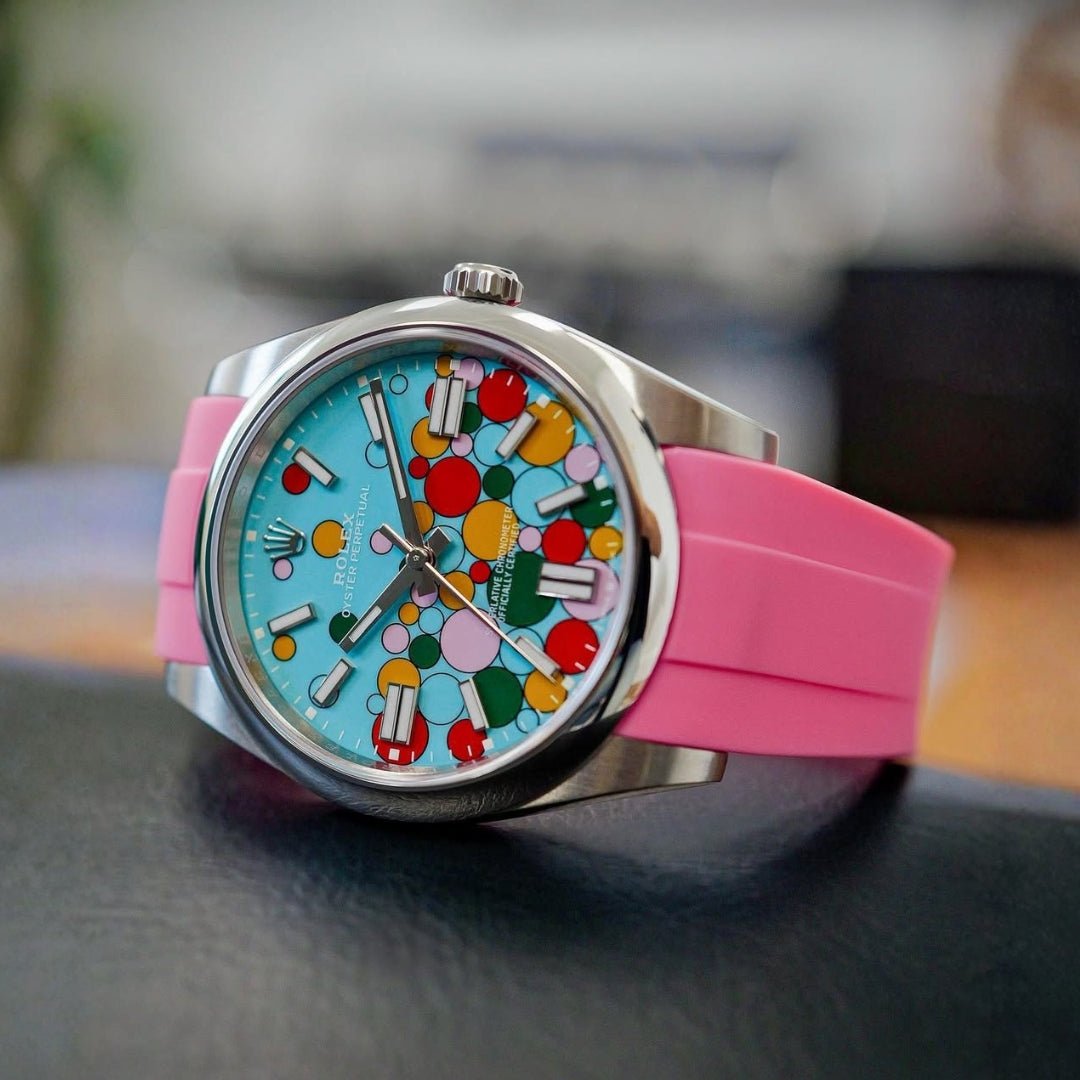 Faltschliesse Kautschukarmband für Rolex Oyster Perpetual 36mm – Pink - Helvetus DE
