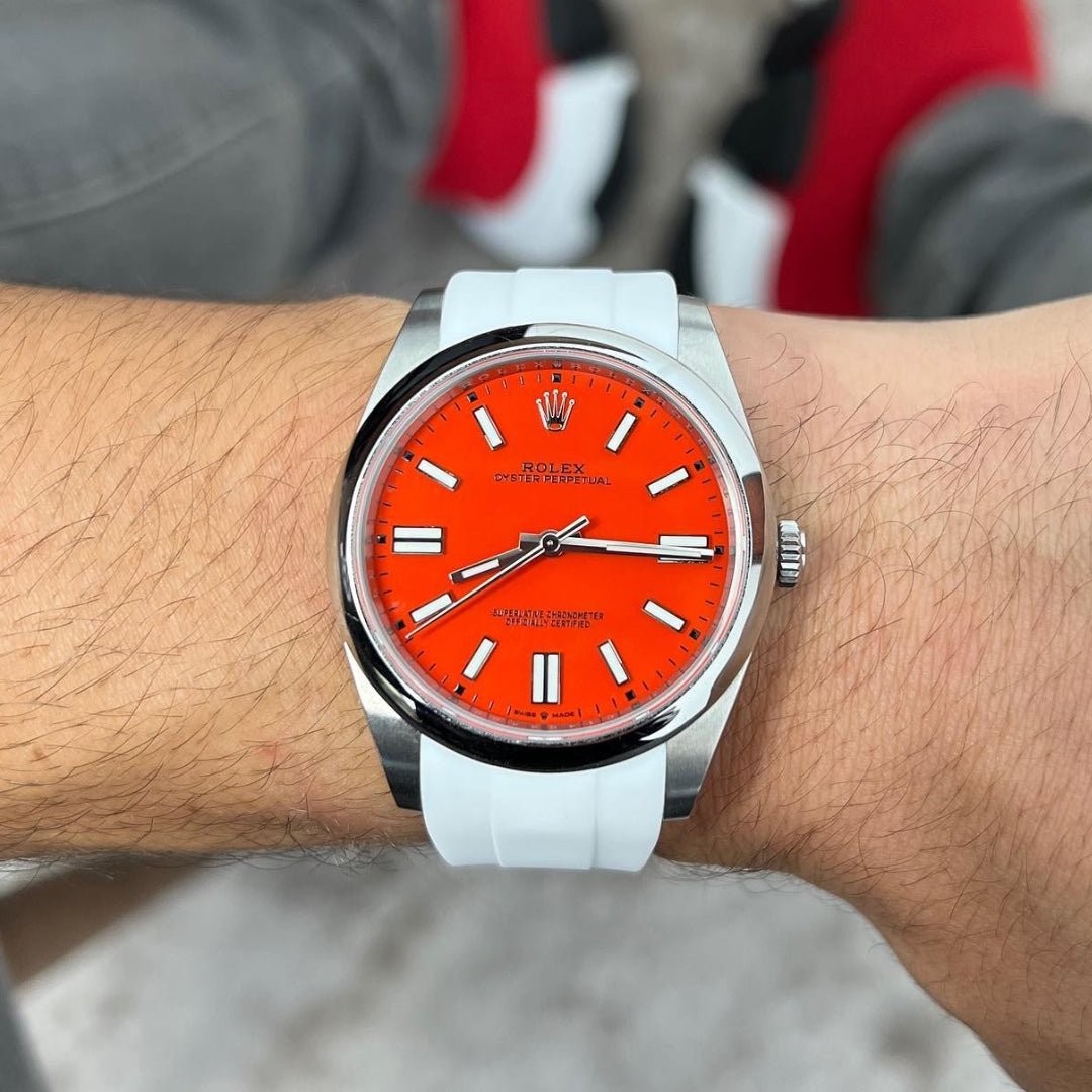 Faltschliesse Kautschukarmband für Rolex Oyster Perpetual 39mm – Weiss - Helvetus DE