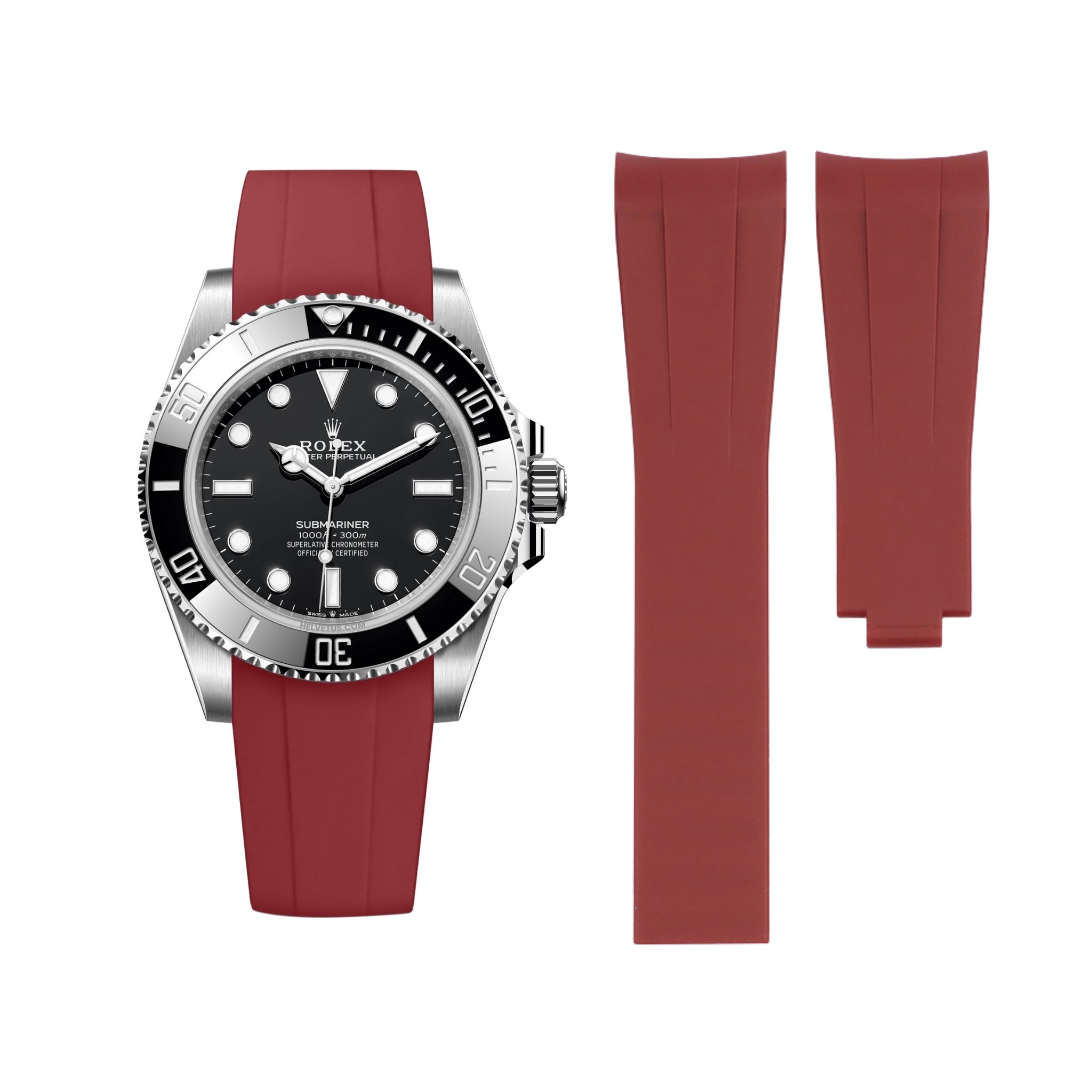 Faltschliesse Kautschukarmband für Rolex Submariner – Bordeaux - Helvetus DE