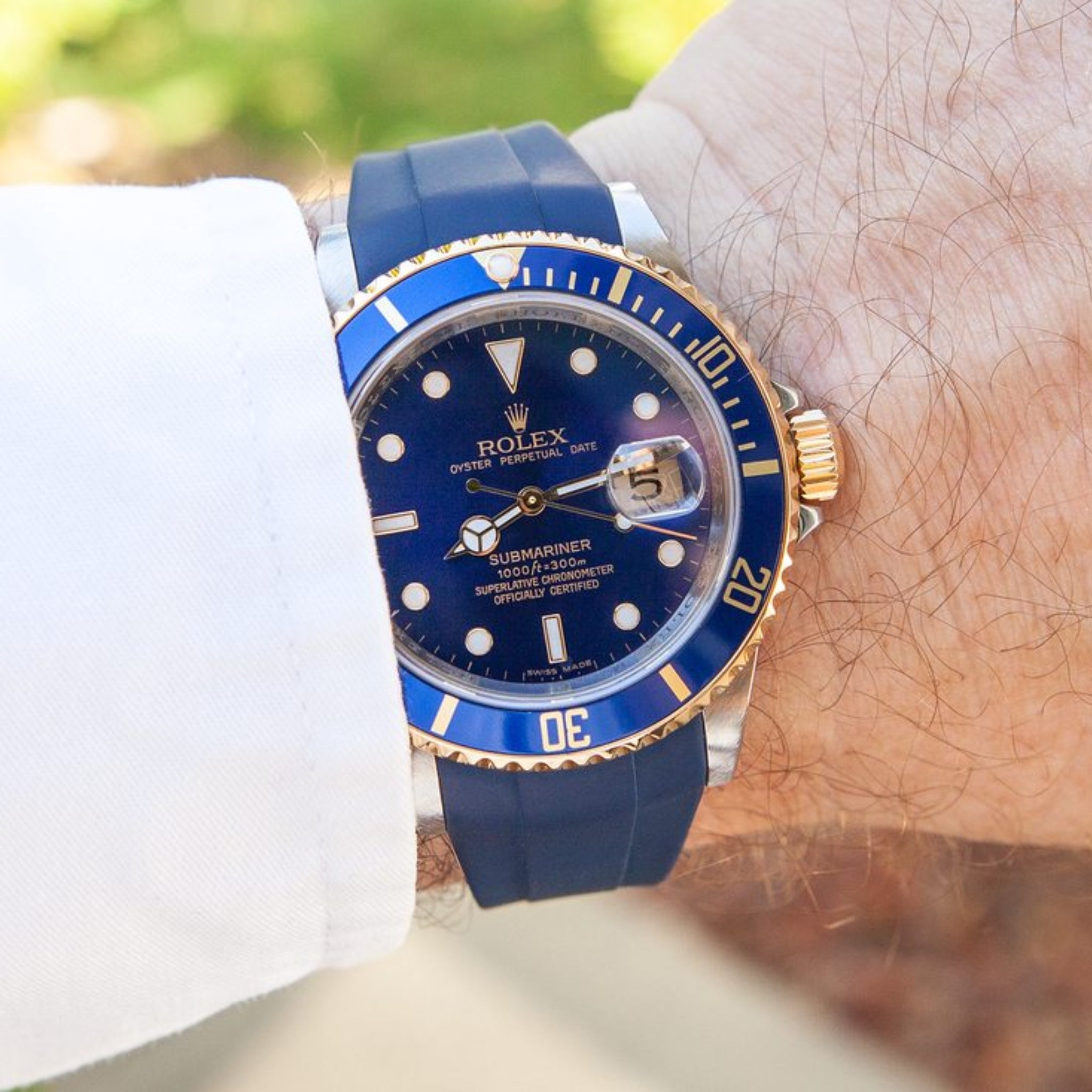 Faltschliesse Kautschukarmband für Rolex Submariner – dunkel Blau - Helvetus DE