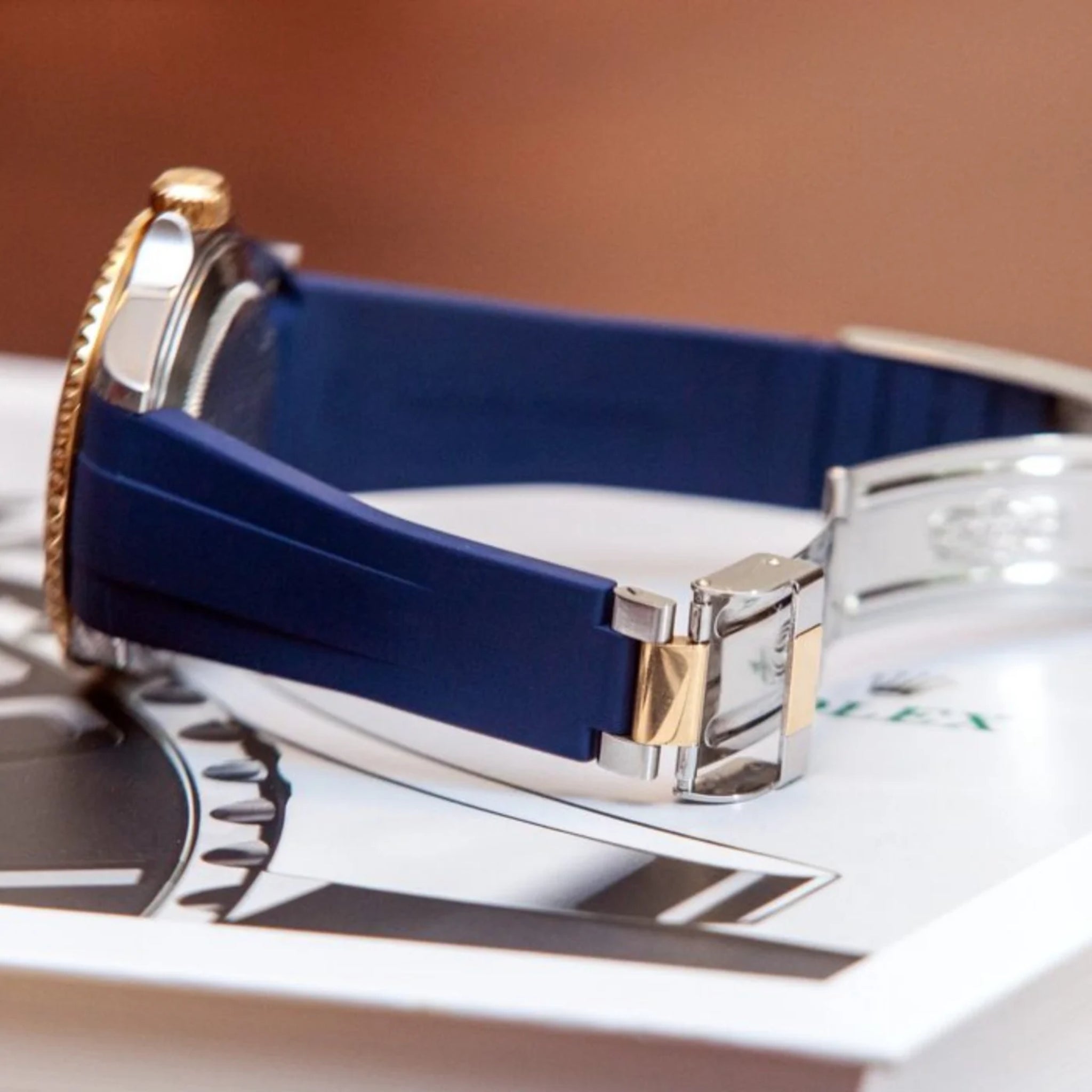 Faltschliesse Kautschukarmband für Rolex Submariner – dunkel Blau - Helvetus DE