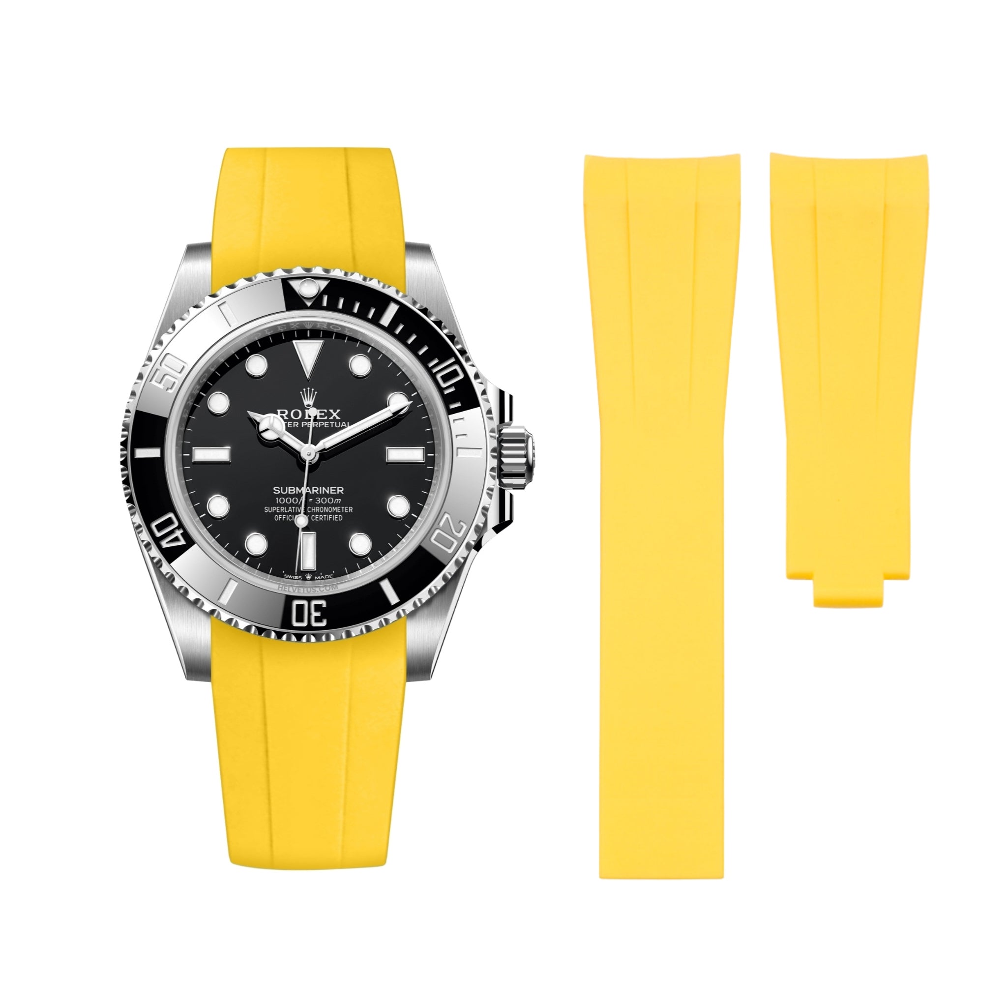 Faltschliesse Kautschukarmband für Rolex Submariner – Gelb - Helvetus DE