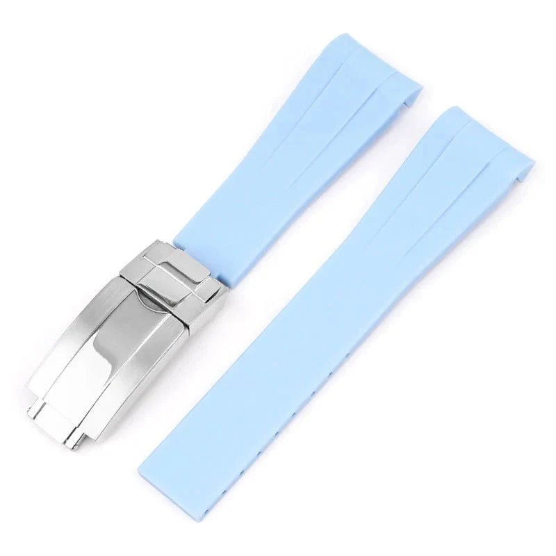 Faltschliessen Kautschukarmband für Rolex Milgauss in Baby Blau - Helvetus DE