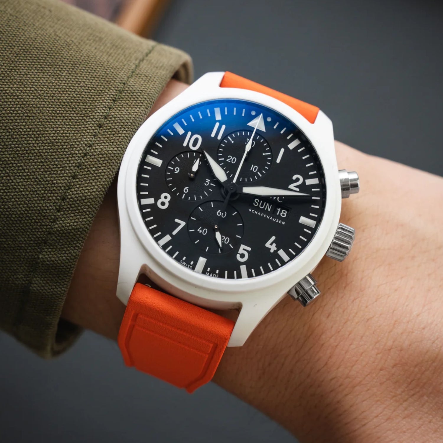 FKM Kautschukarmband – Für IWC Portugieser/Aquatimer/Alle Pilot Modelle/Portugieser/Portofino – Orange - Helvetus DE