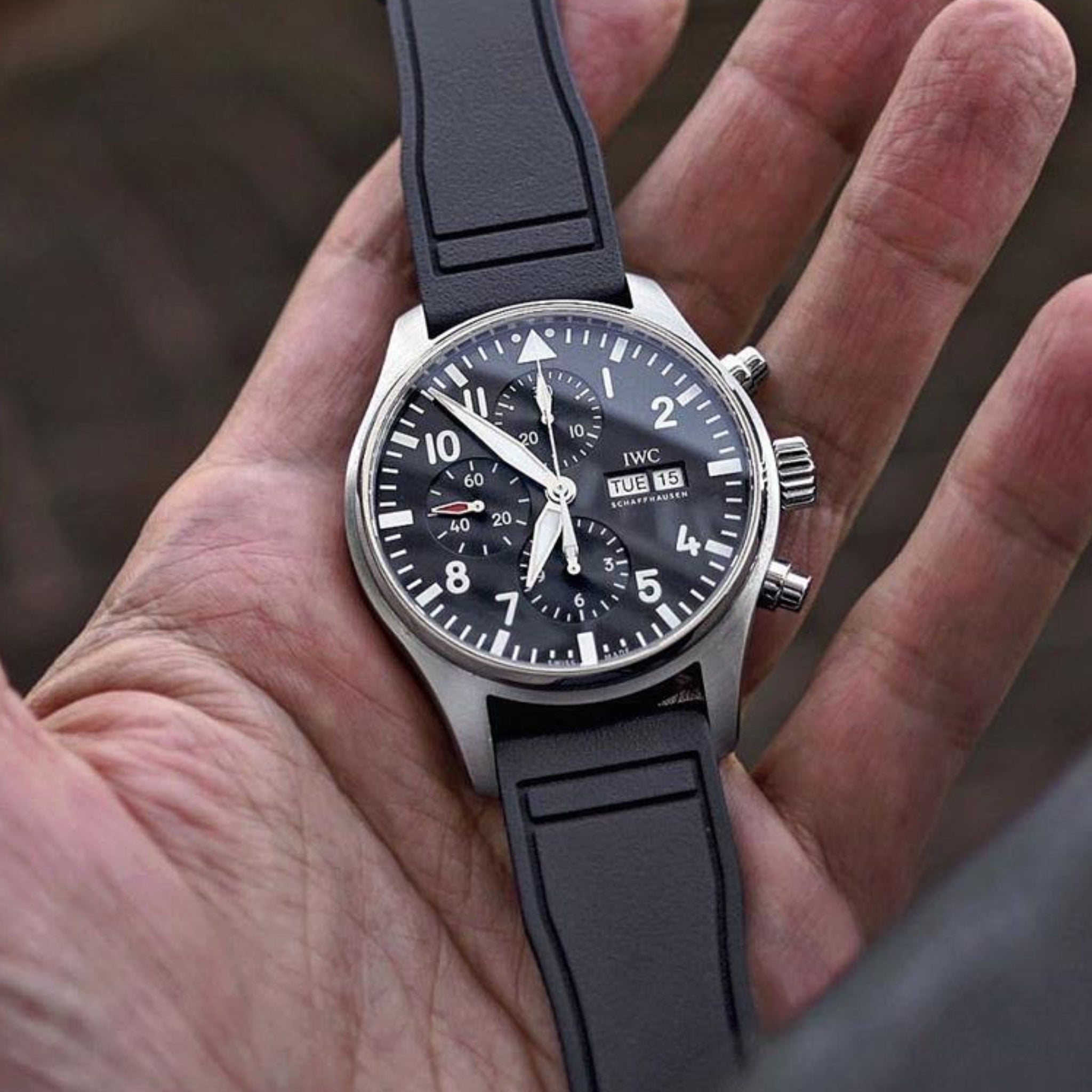 FKM Kautschukarmband – Für IWC Portugieser/Aquatimer/Alle Pilot Modelle/Portugieser/Portofino – Schwarz - Helvetus DE