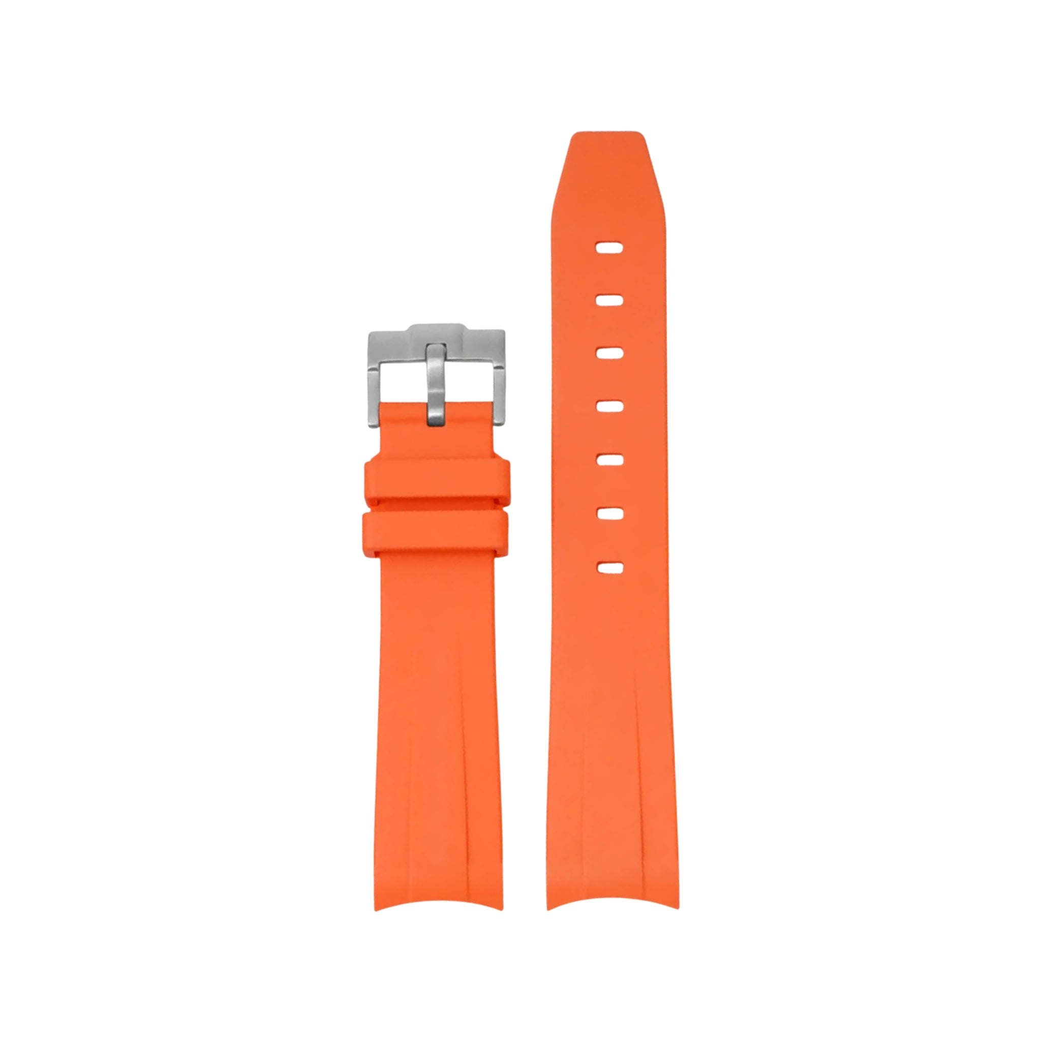 Gebogenes FKM Kautschukarmband – Universelle Passform – Orange (20mm / 21mm / 22mm) - Helvetus DE