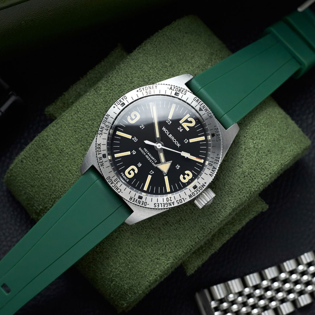 Gerades FKM Kautschukarmband – Universelle Passform – Grün (20mm / 22mm / 24mm) - Helvetus DE