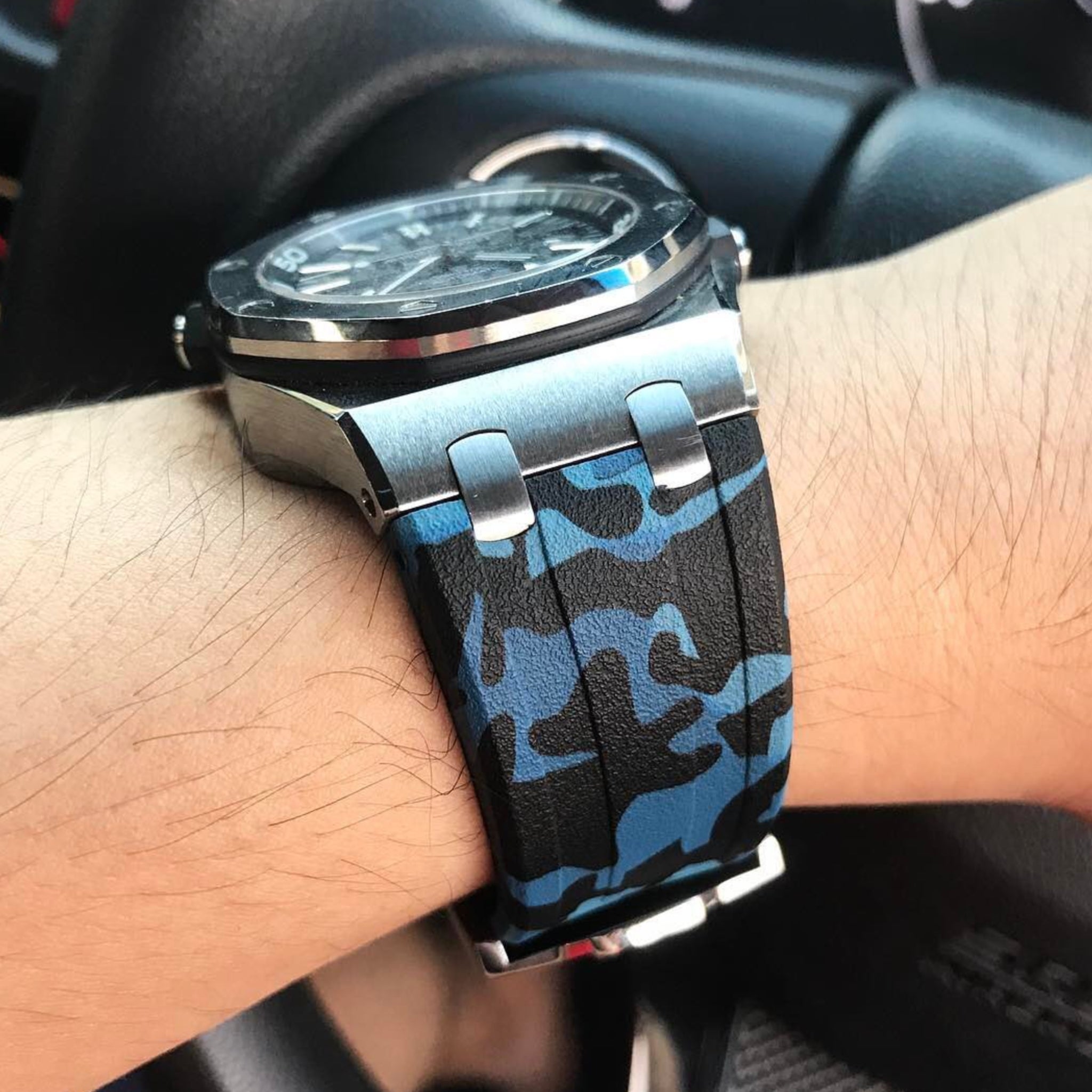 Kautschuk Armband - fur alle AP Offshore Diver - Blau Camo - Helvetus DE