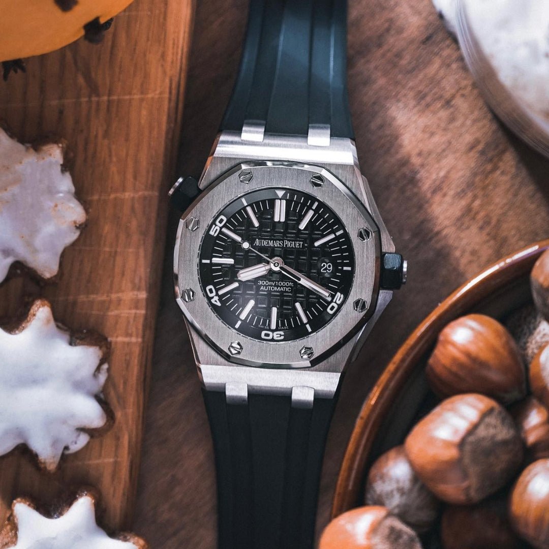 Kautschuk Armband - für alle Audemars Piguet Offshore Diver - Schwarz - Helvetus DE