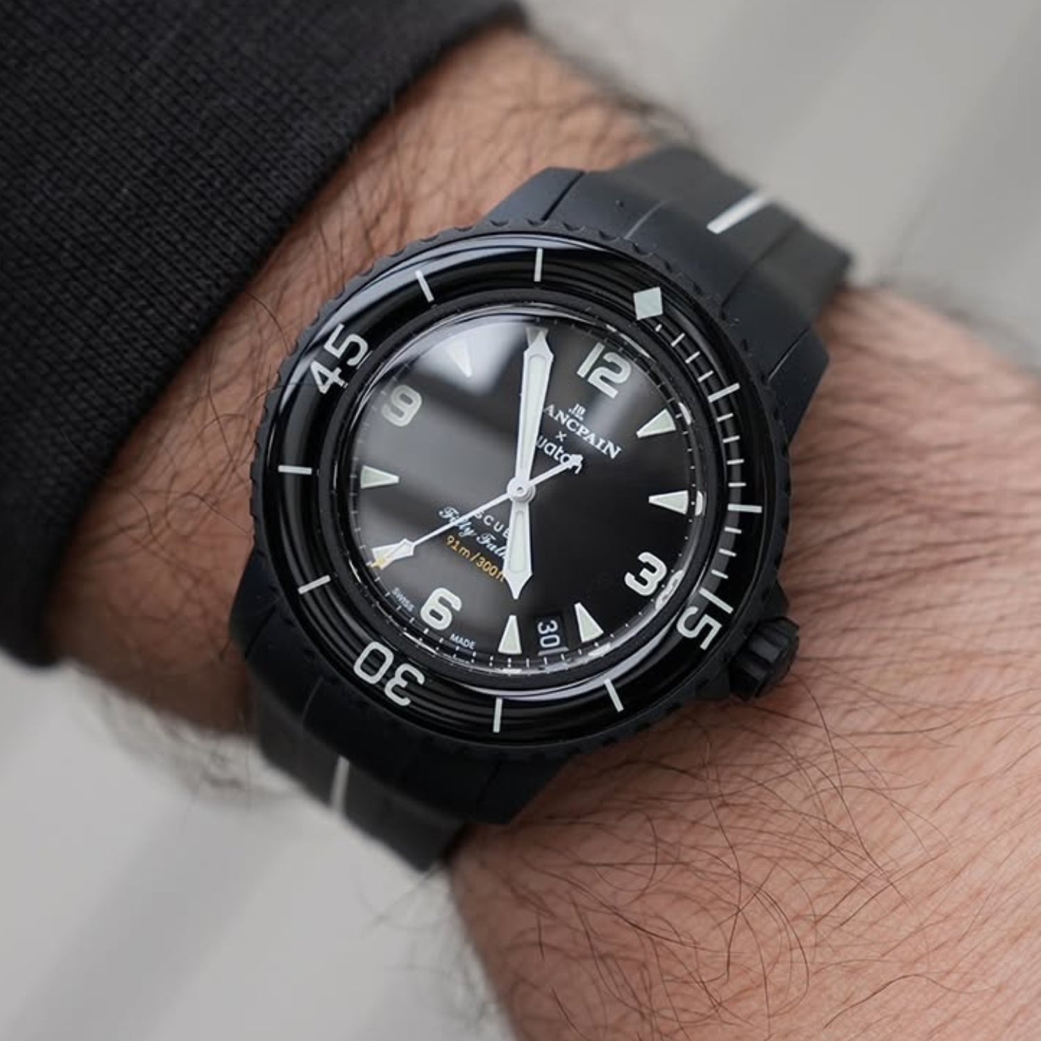 Kautschuk Armband für Blancpain X Swatch - Ocean Of Storms - LuxLine® - Schwarz/Weiss - Helvetus DE