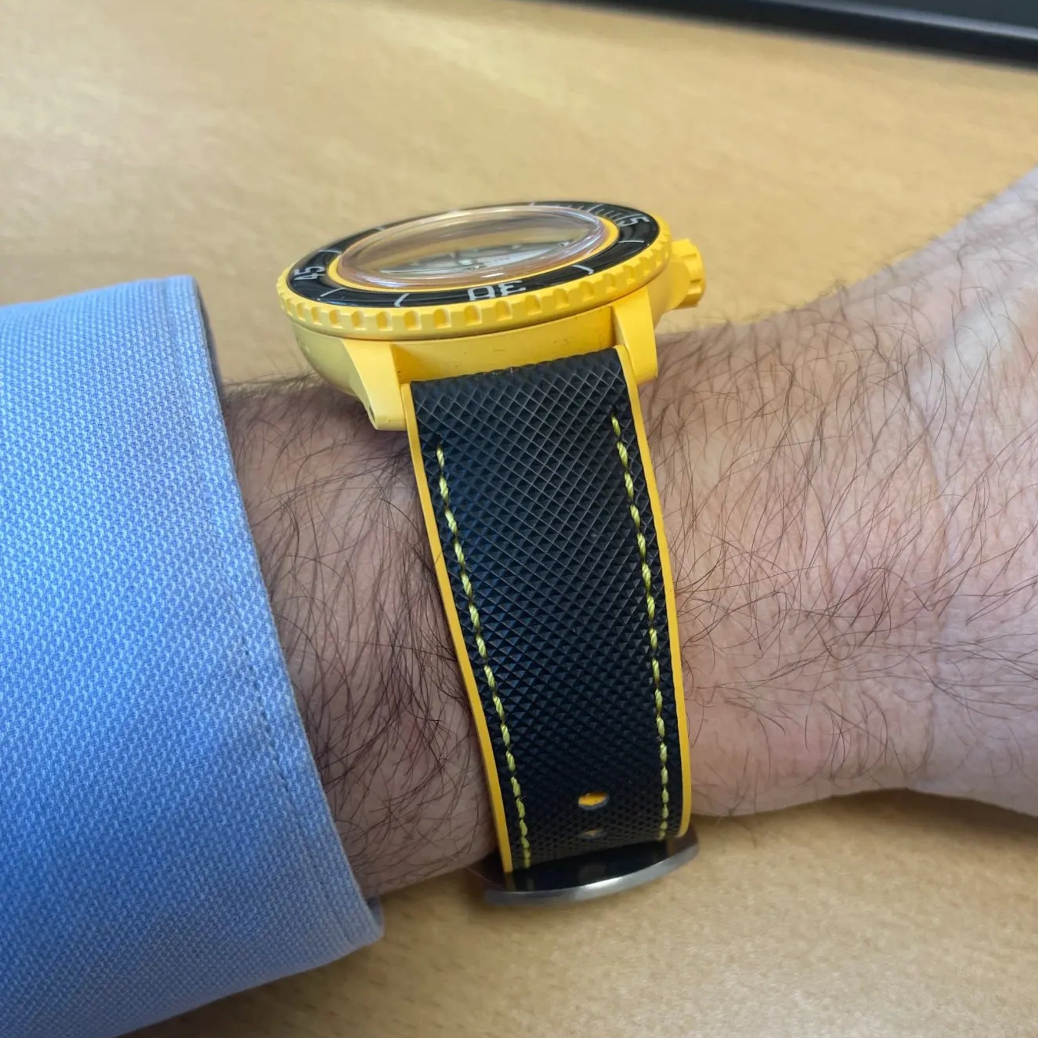 Kautschuk Armband für Blancpain X Swatch – Schwarz/Gelb - Helvetus DE