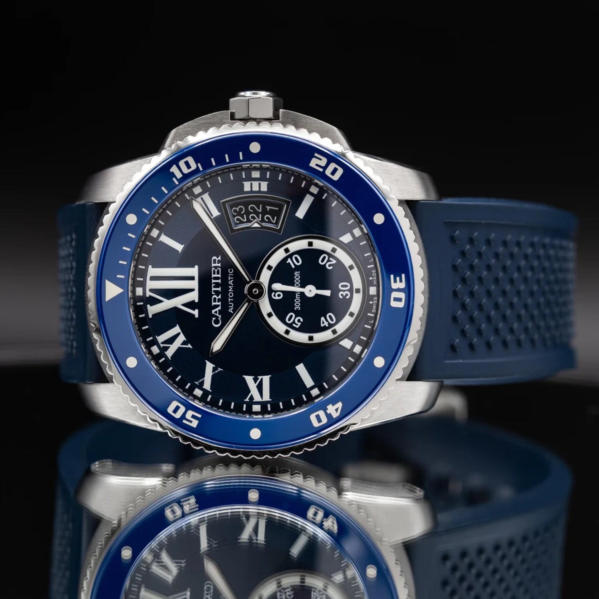 Kautschuk Armband für Cartier Calibre – Blau - Helvetus DE