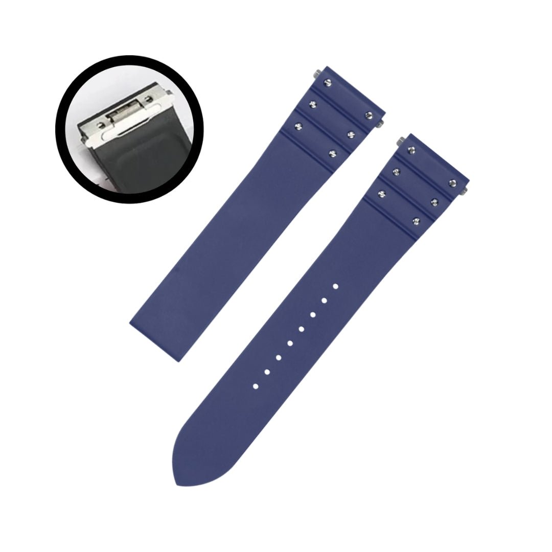 Kautschuk Armband für Cartier Santos Medium/Large – Dunkelblau mit Schrauben – Quick Switch/Release - Helvetus DE