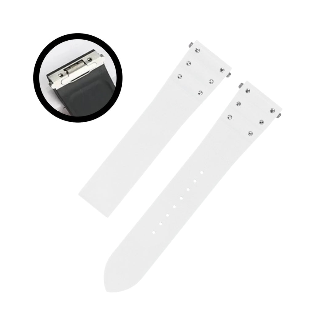 Kautschuk Armband für Cartier Santos Medium/Large – Weiss mit Schrauben – Quick Switch/Release - Helvetus DE