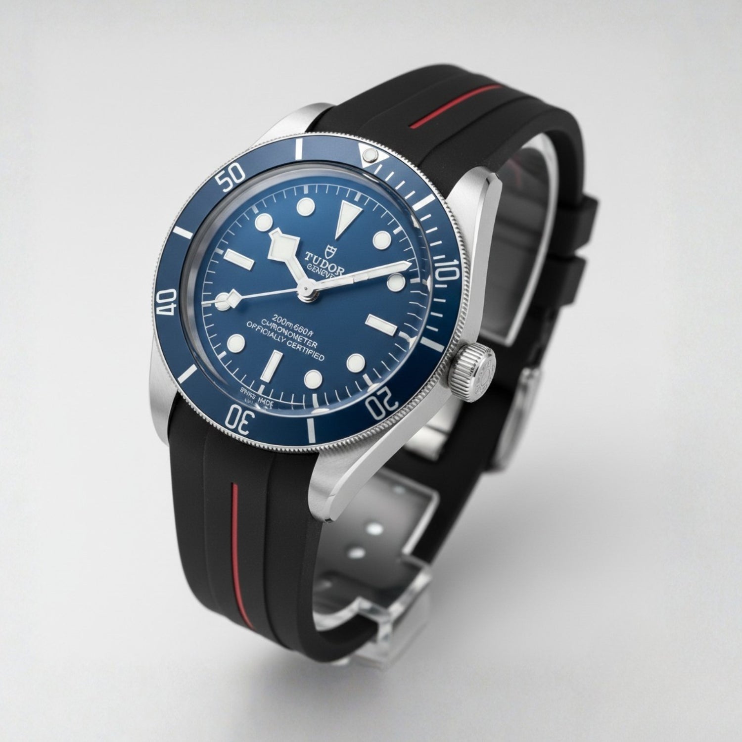 Kautschukarmband - Für alle Tudor Black Bay Modelle - Schwarz mit Rot | LuxLine® - Helvetus DE
