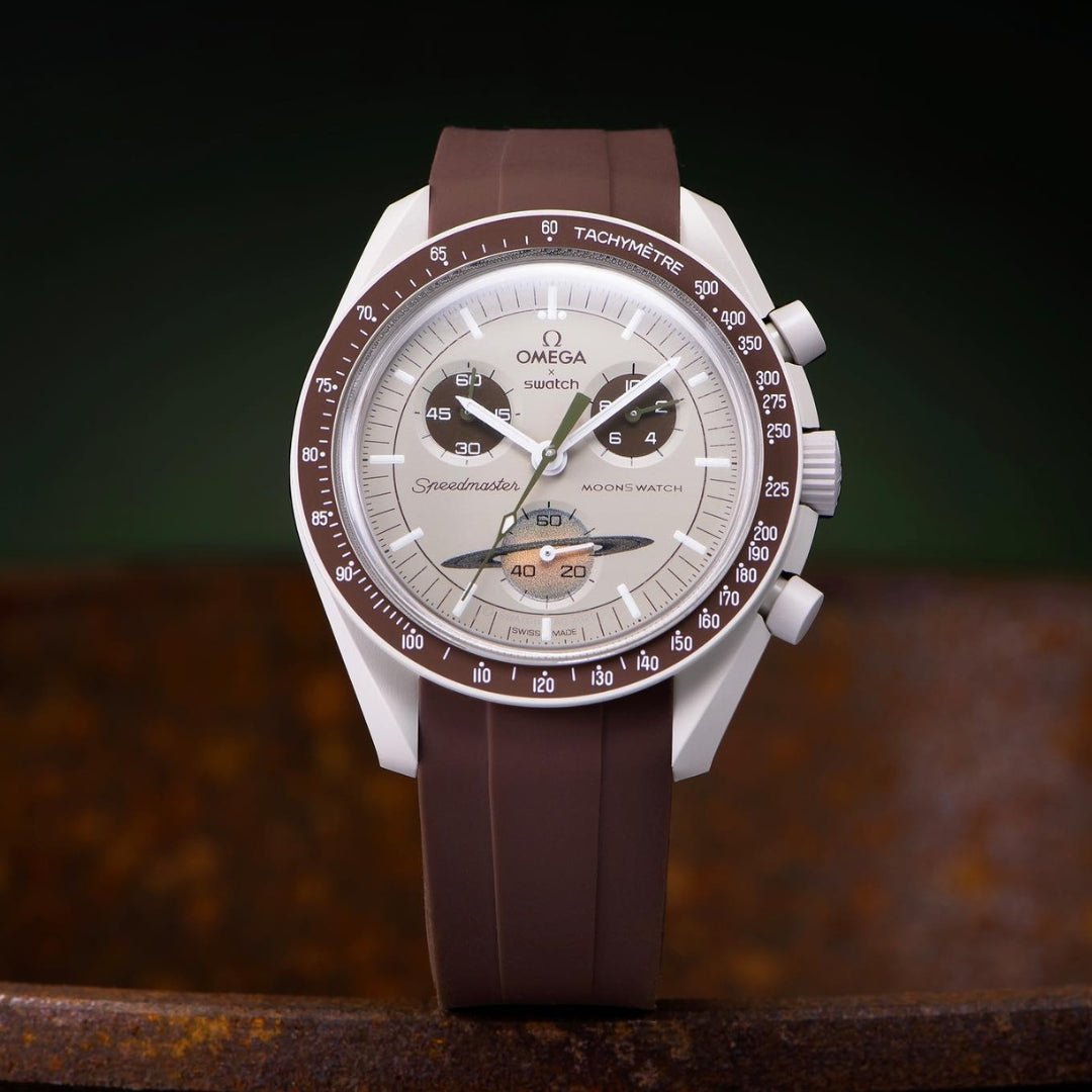 Kautschukarmband – Für Mission to Saturn | Omega X Swatch | MoonSwatch – Braun - Helvetus DE