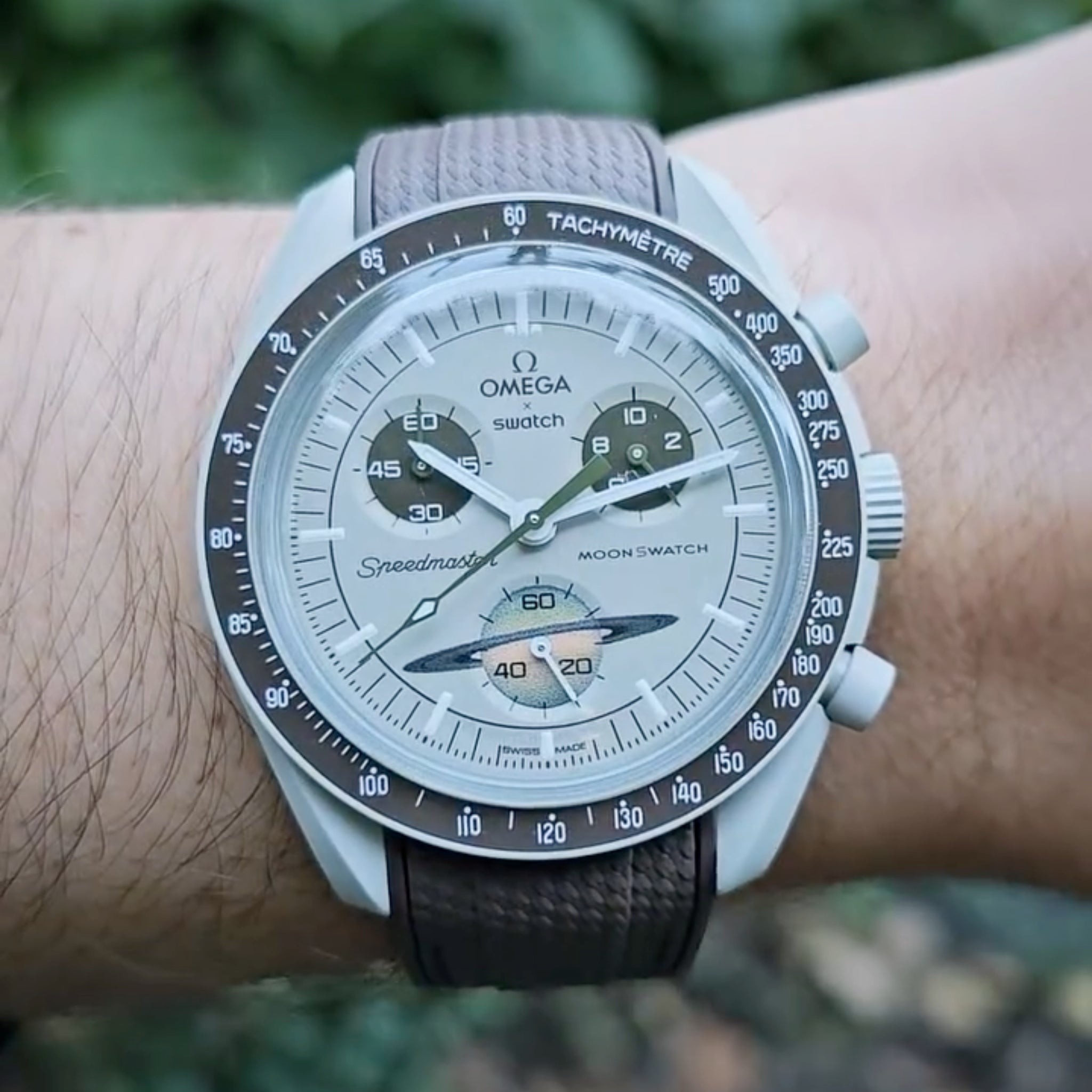 Kautschukarmband – Für Mission to Saturn | Omega X Swatch | MoonSwatch – Braun mit Braun - Helvetus DE