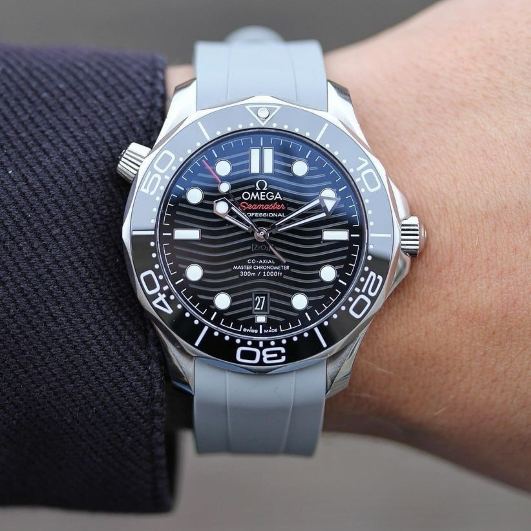 Kautschukarmband – Für Omega Seamaster 300 – Grau - Helvetus DE