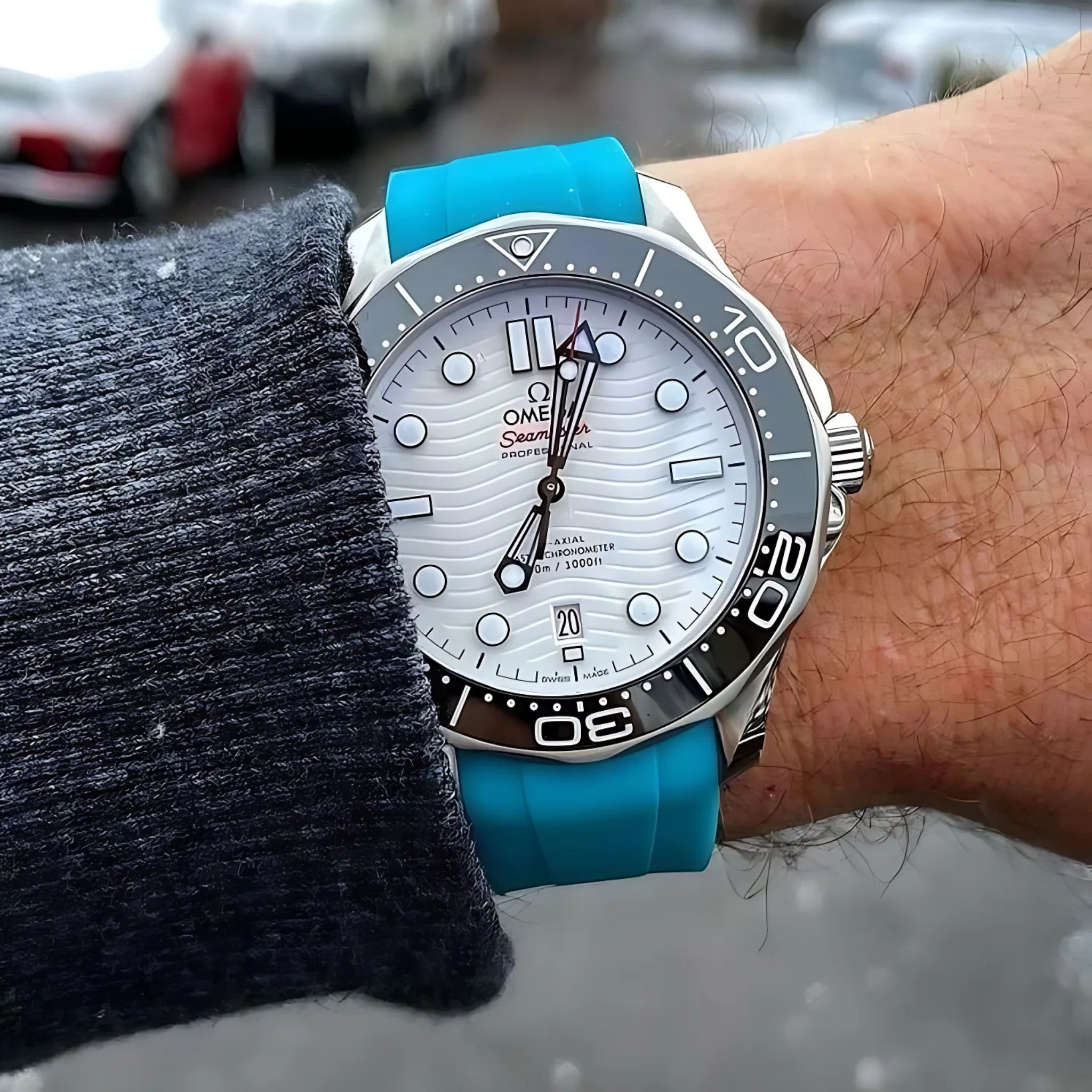 Kautschukarmband – Für Omega Seamaster 300 – Hell Blau - Helvetus DE