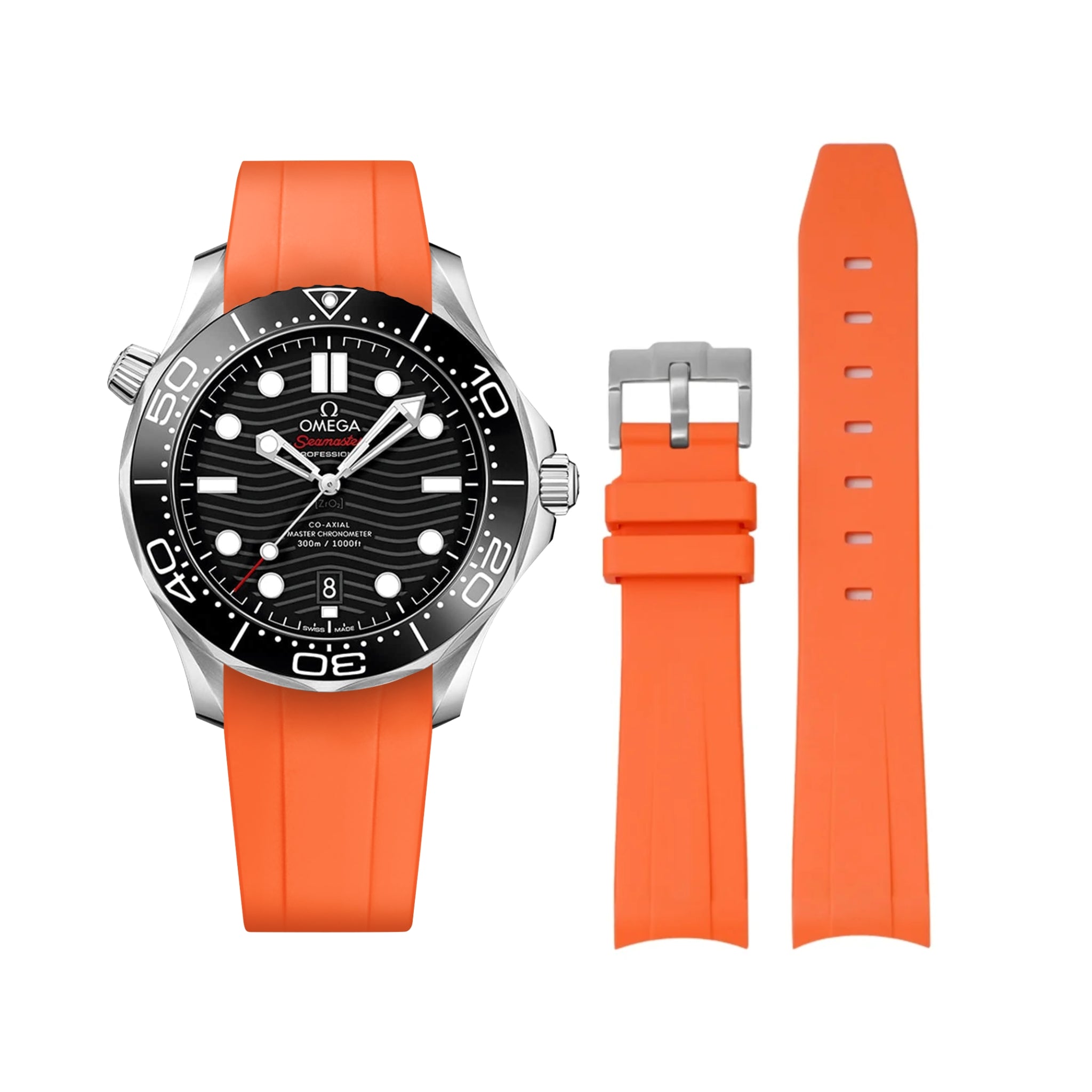 Kautschukarmband – Für Omega Seamaster 300 – Orange - Helvetus DE
