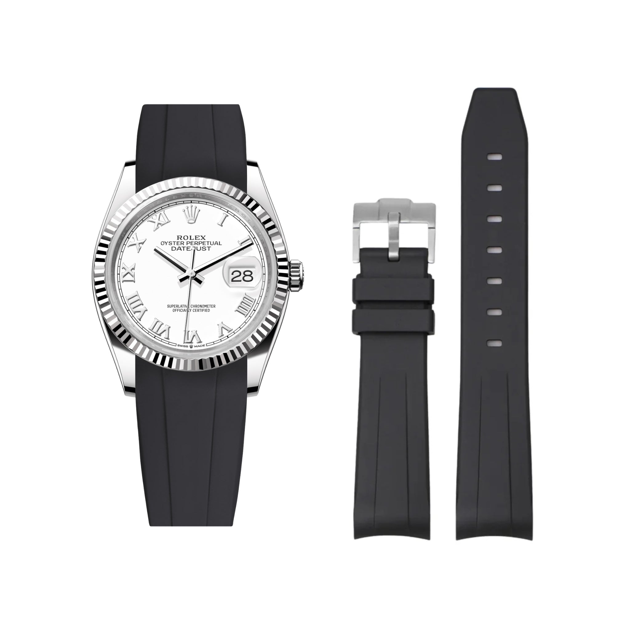 Kautschukarmband für Rolex Datejust 36 – Schwarz - Helvetus DE