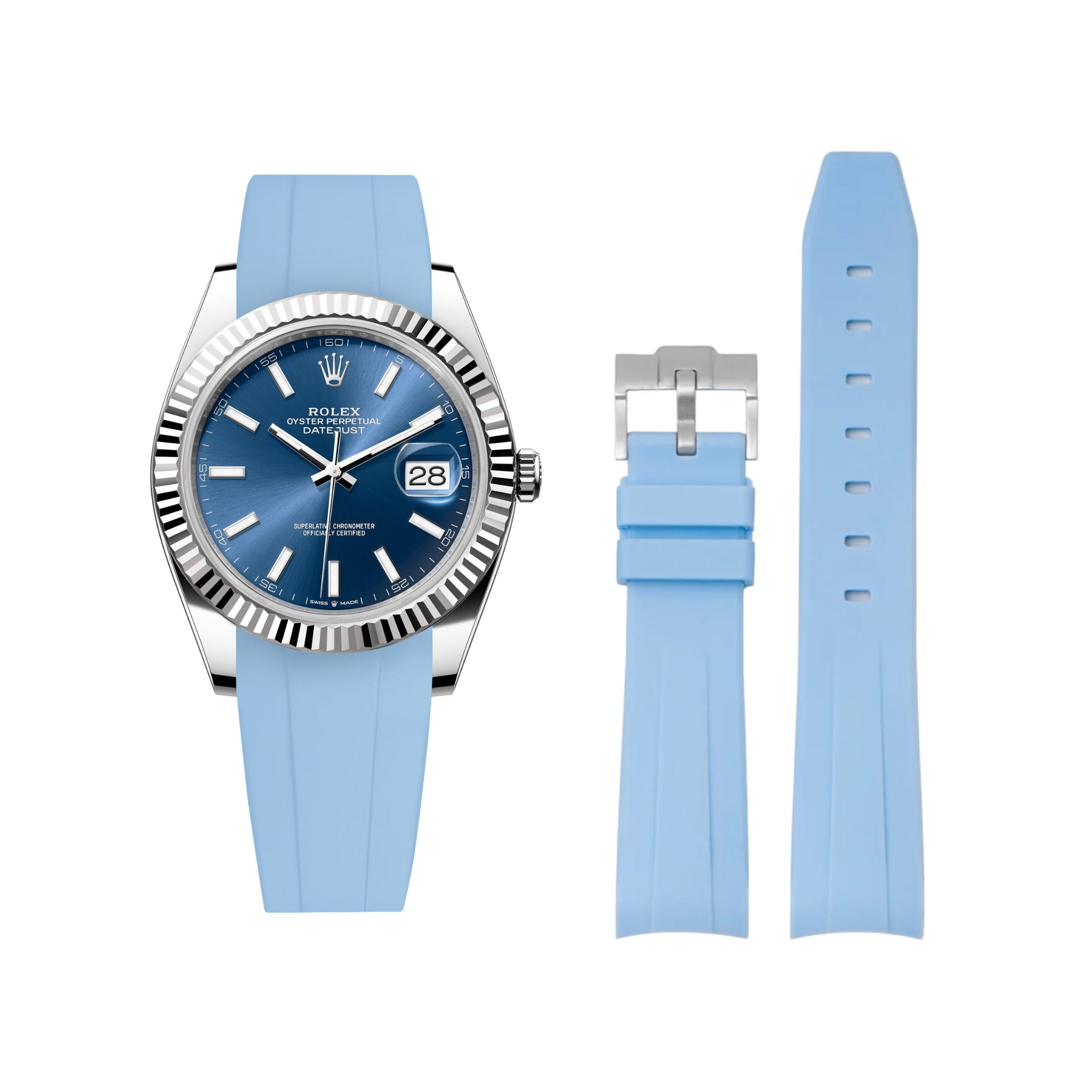 Kautschukarmband für Rolex Datejust 41mm – Baby Blau - Helvetus DE