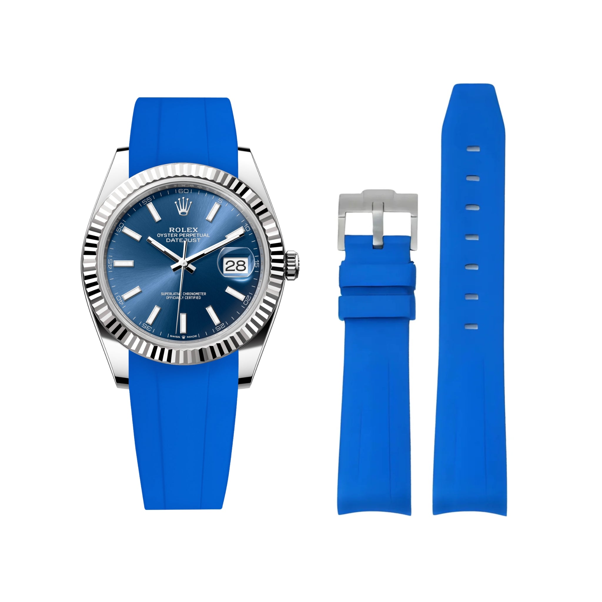 Kautschukarmband für Rolex Datejust 41mm – Blau - Helvetus DE