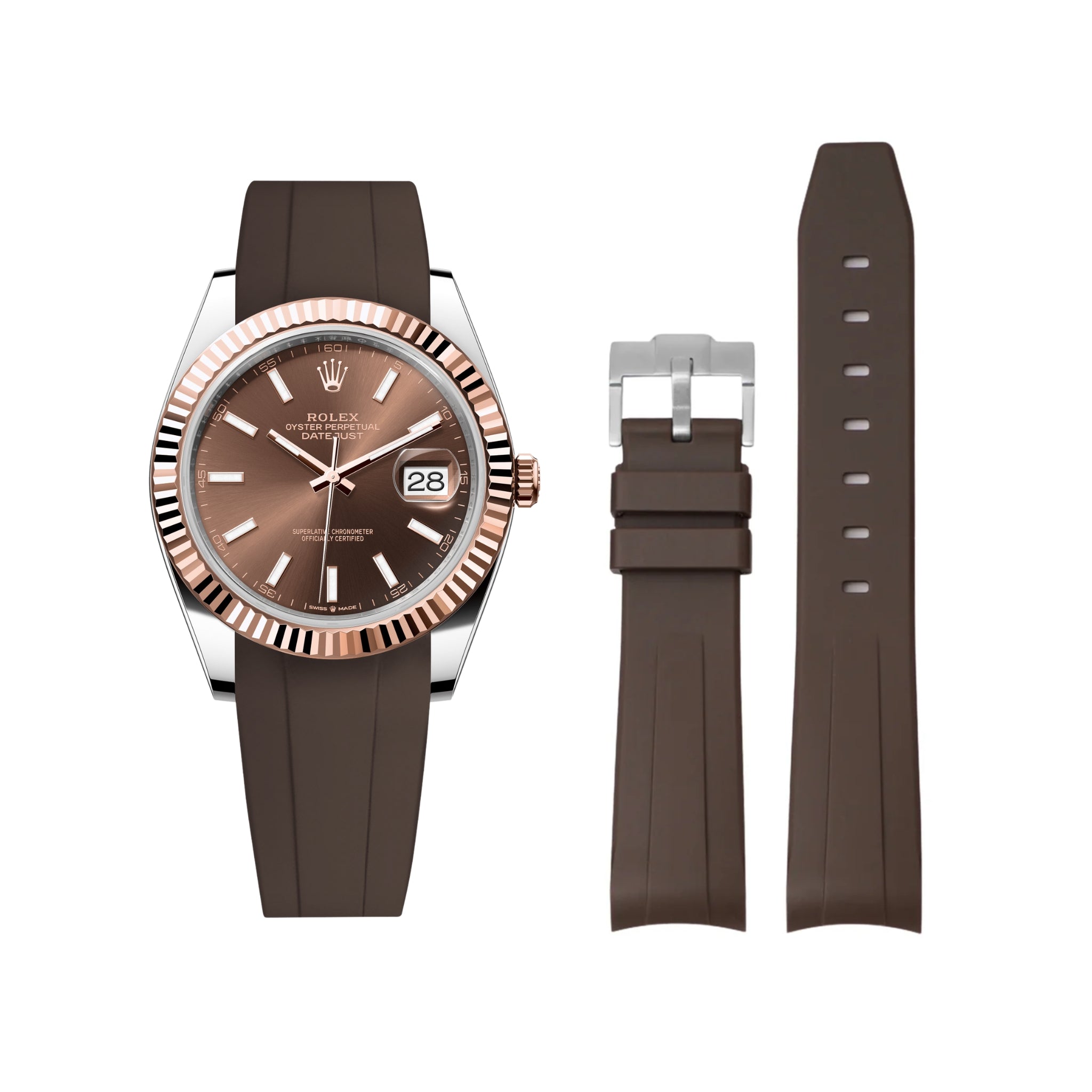 Kautschukarmband für Rolex Datejust 41mm – Braun - Helvetus DE