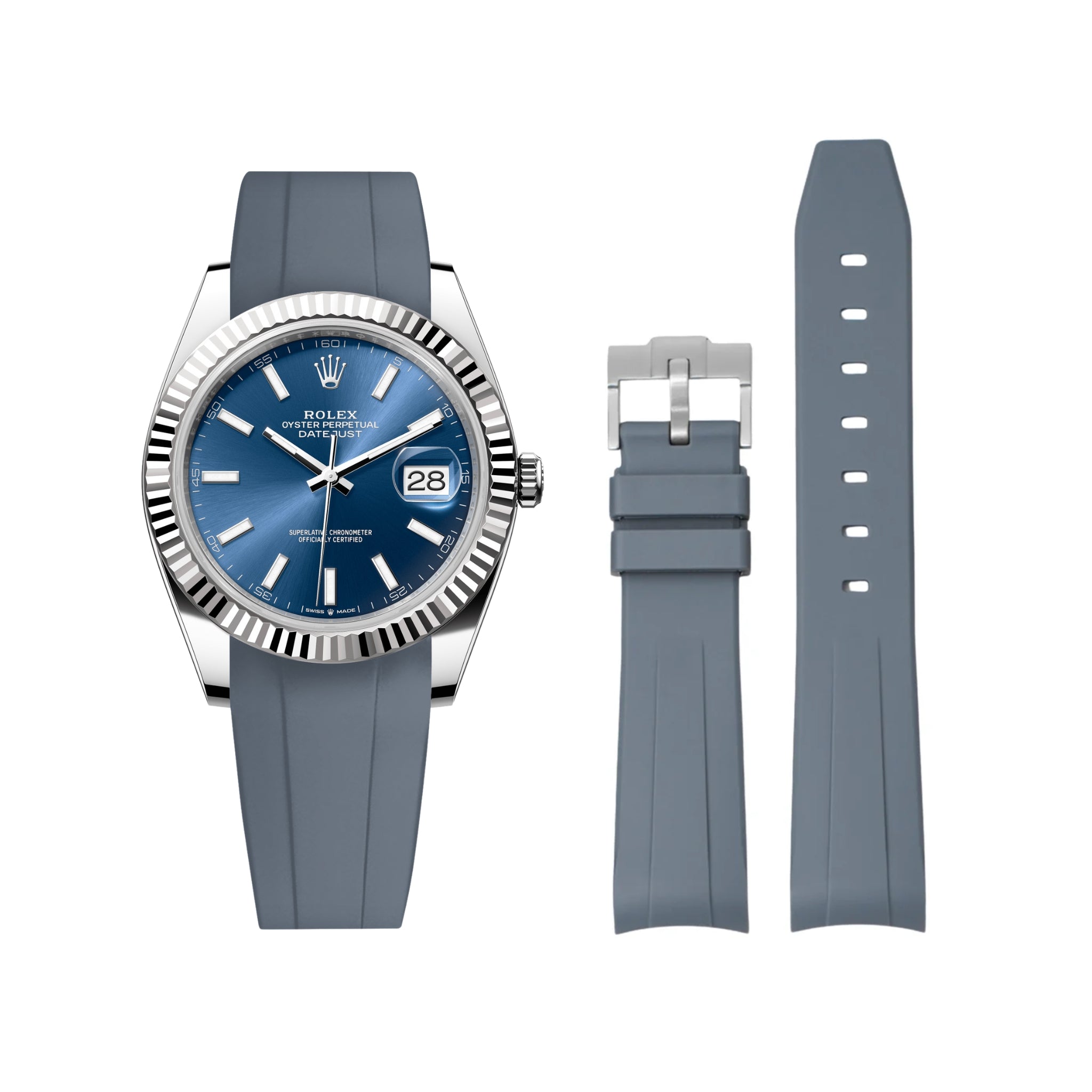 Kautschukarmband für Rolex Datejust 41mm – Grau - Helvetus DE