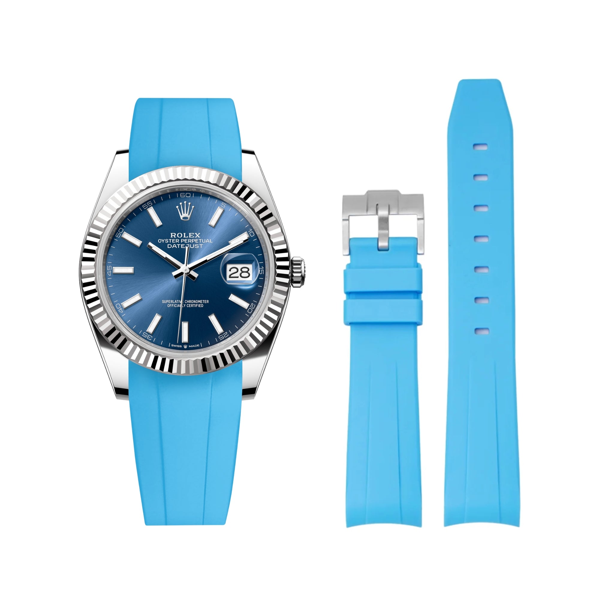 Kautschukarmband für Rolex Datejust 41mm – Hell Blau - Helvetus DE