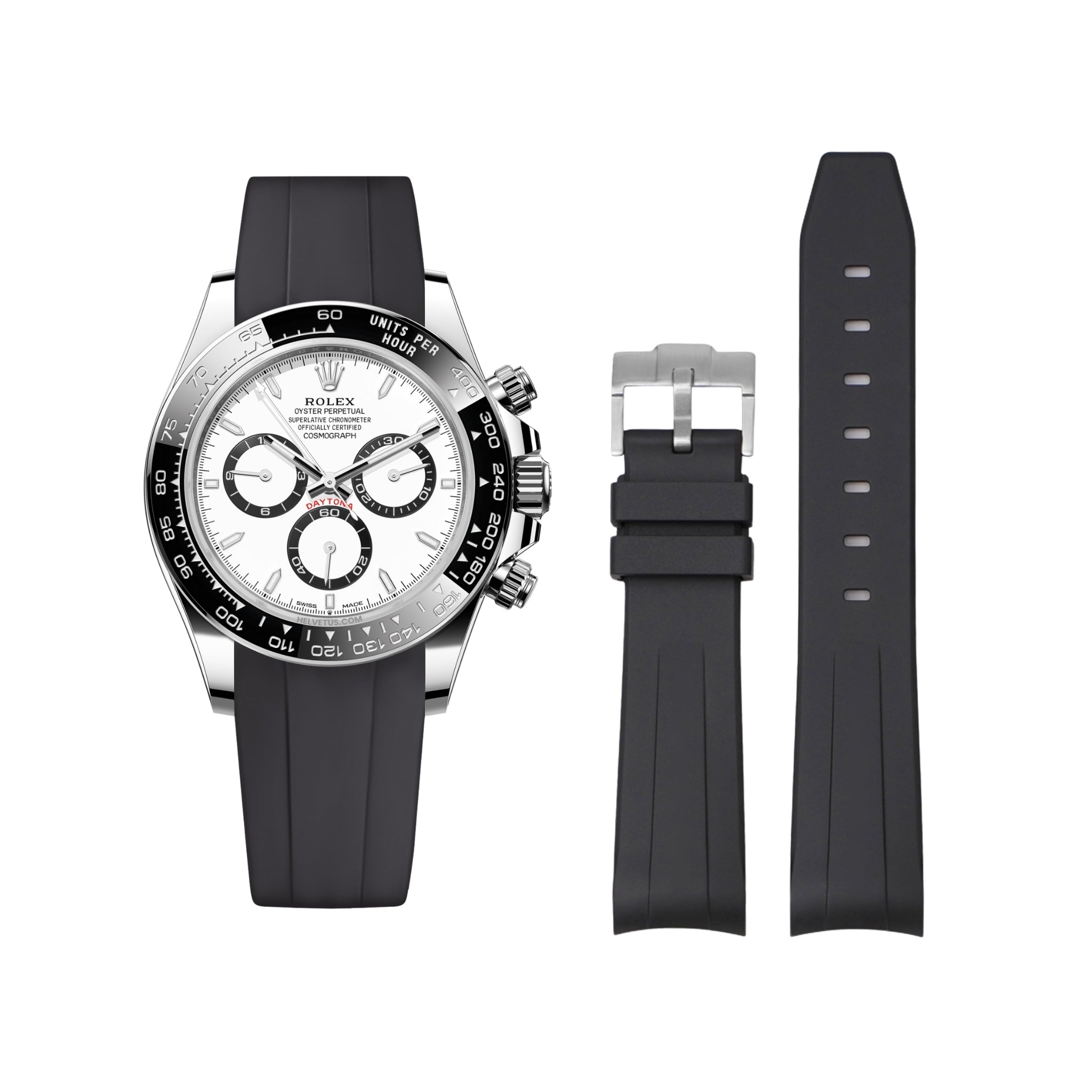 Kautschukarmband – für Rolex Daytona – Schwarz - Helvetus DE