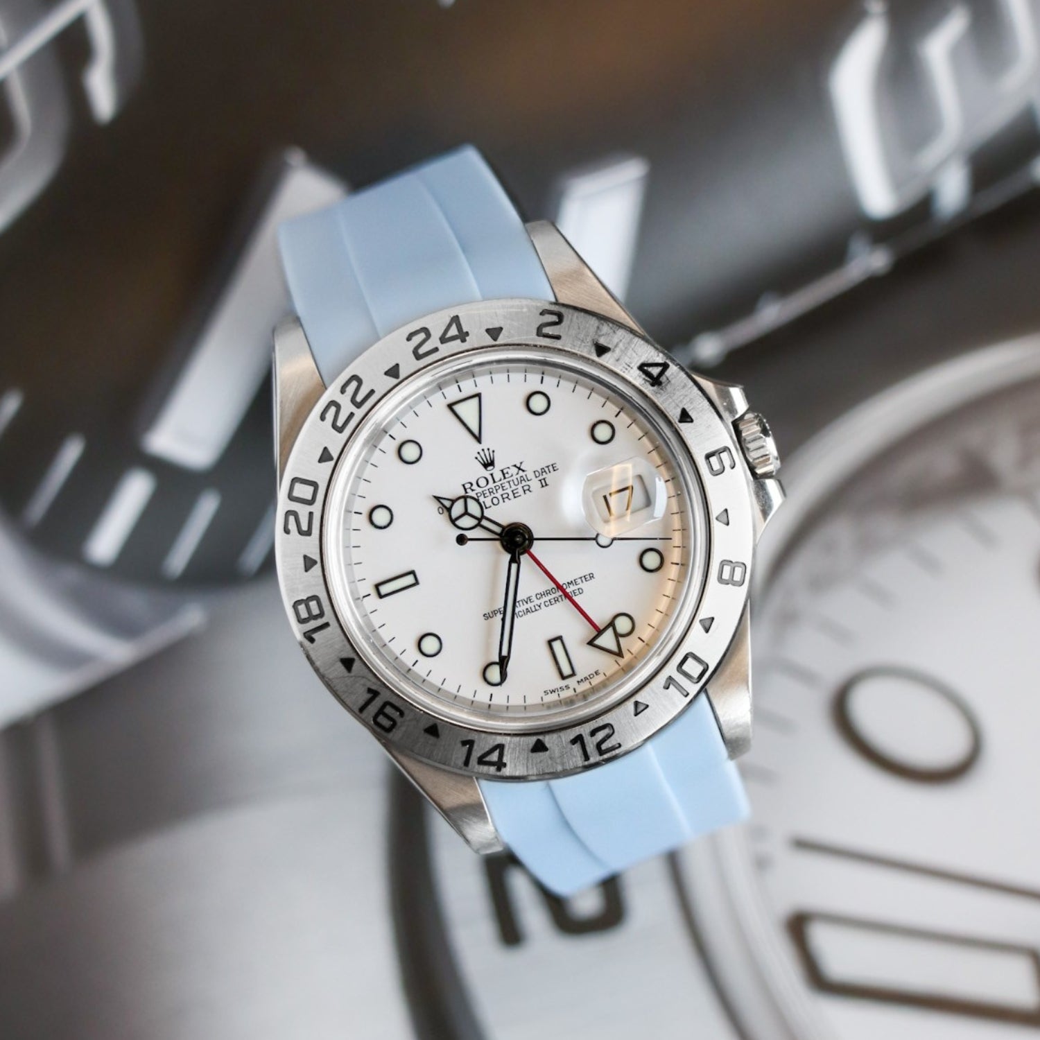 Kautschukarmband für Rolex Explorer II – Baby Blau - Helvetus DE