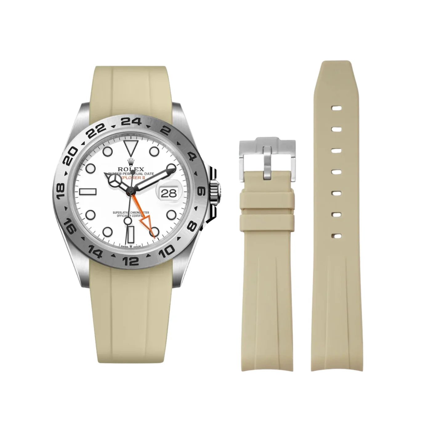 Kautschukarmband für Rolex Explorer II – Beige - Helvetus DE