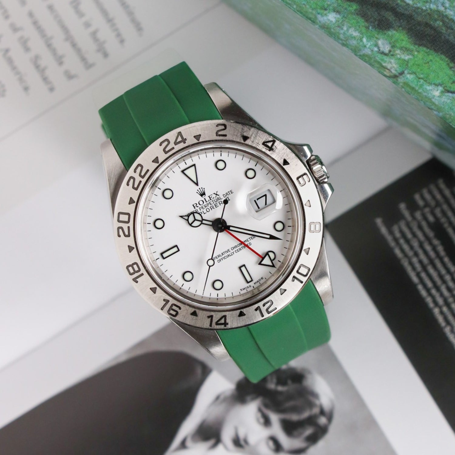 Kautschukarmband für Rolex Explorer II – Grün - Helvetus DE