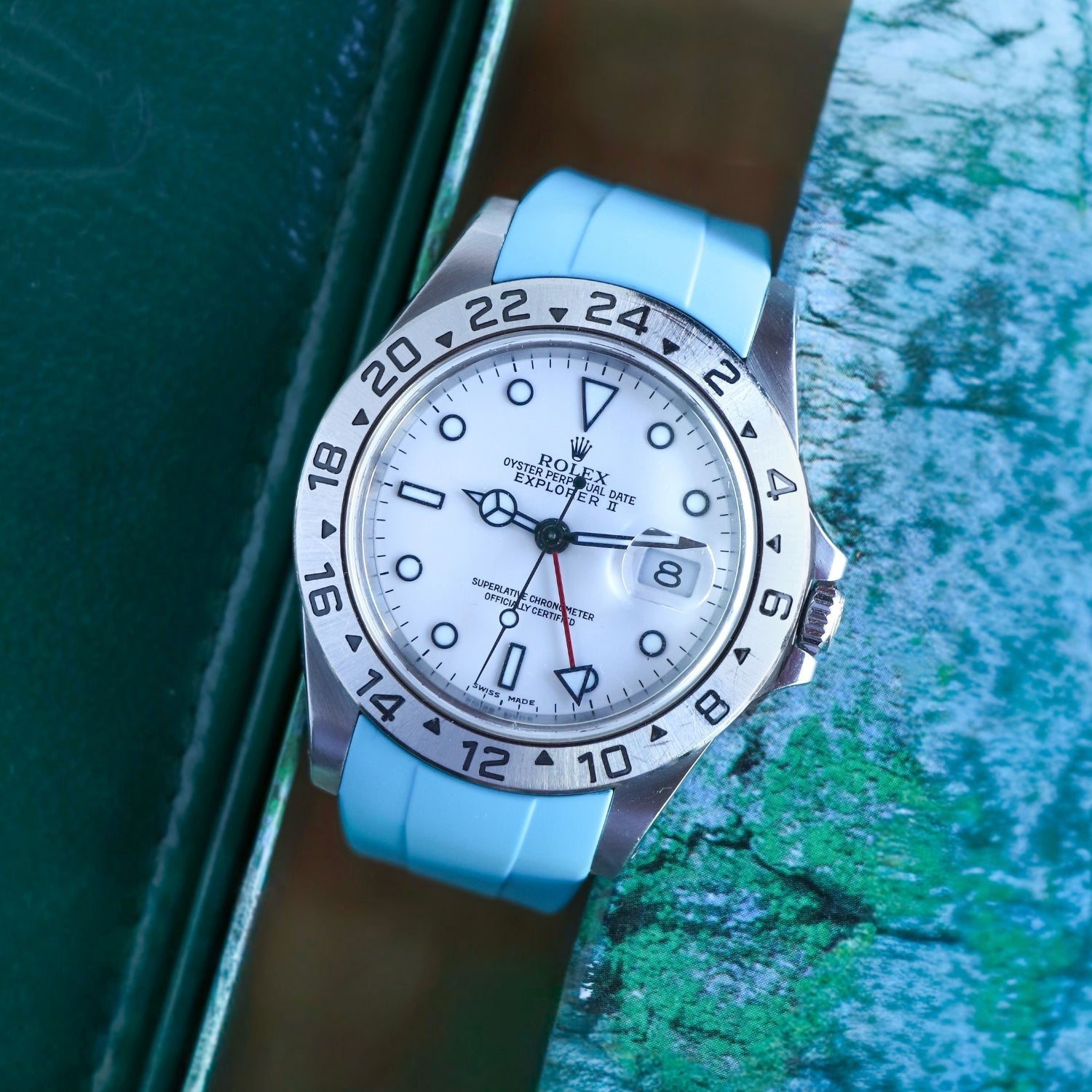Kautschukarmband für Rolex Explorer II – Hell Blau - Helvetus DE