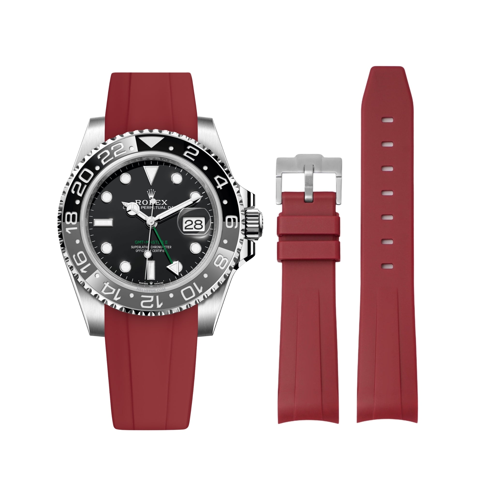 Kautschukarmband für Rolex GMT - Master II – Bordeaux - Helvetus DE