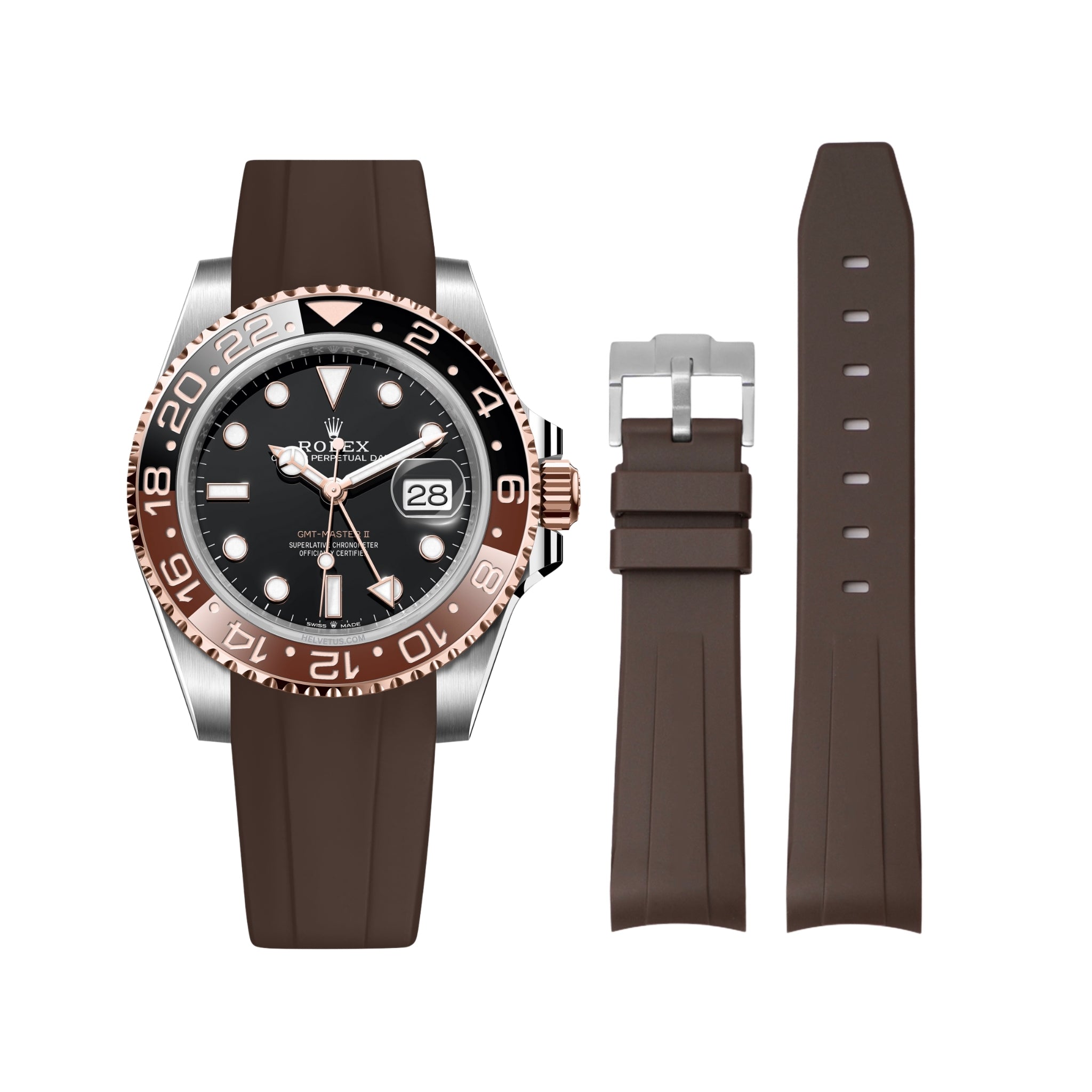 Kautschukarmband für Rolex GMT - Master II – Braun - Helvetus DE