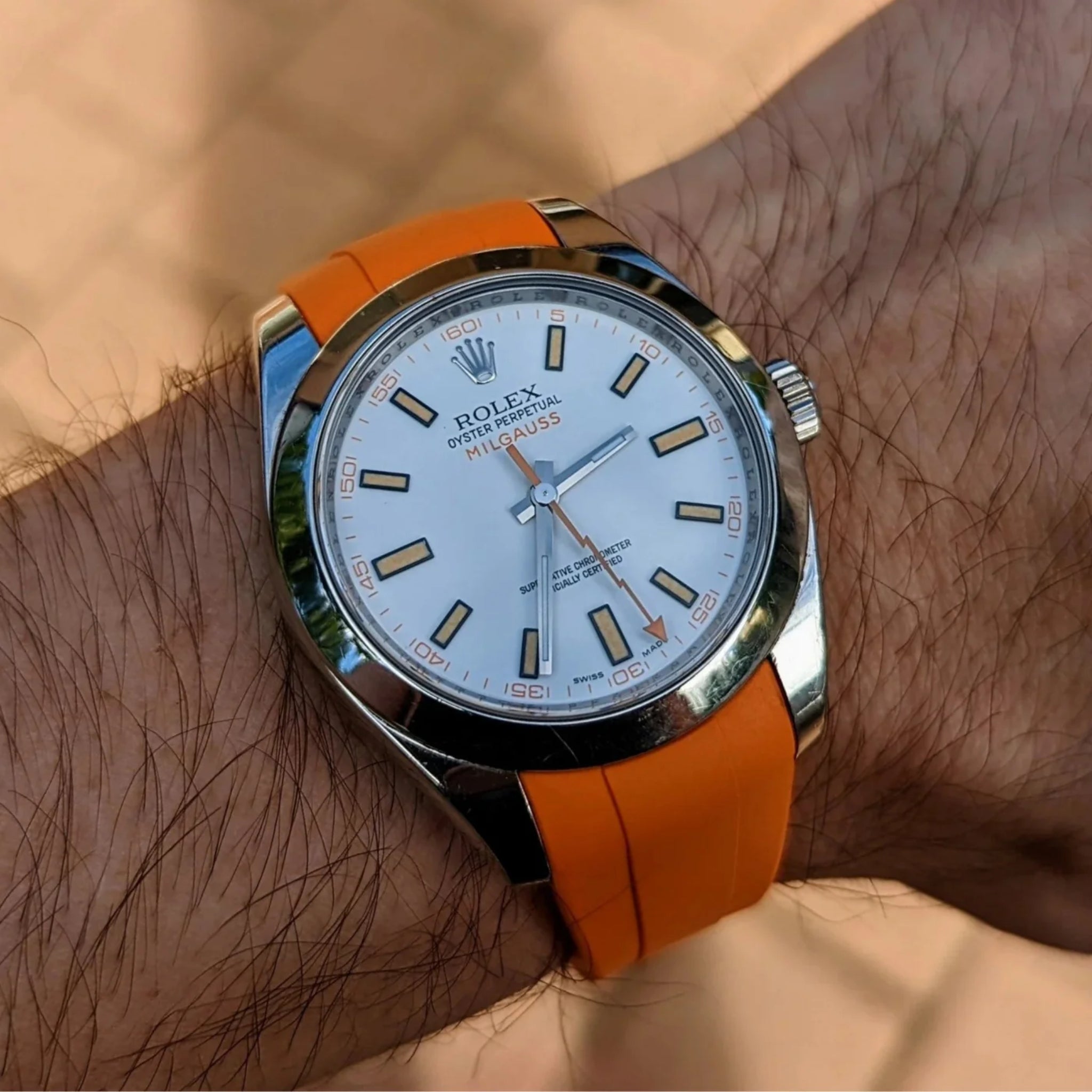 Kautschukarmband für Rolex Milgauss in Orange - Helvetus DE