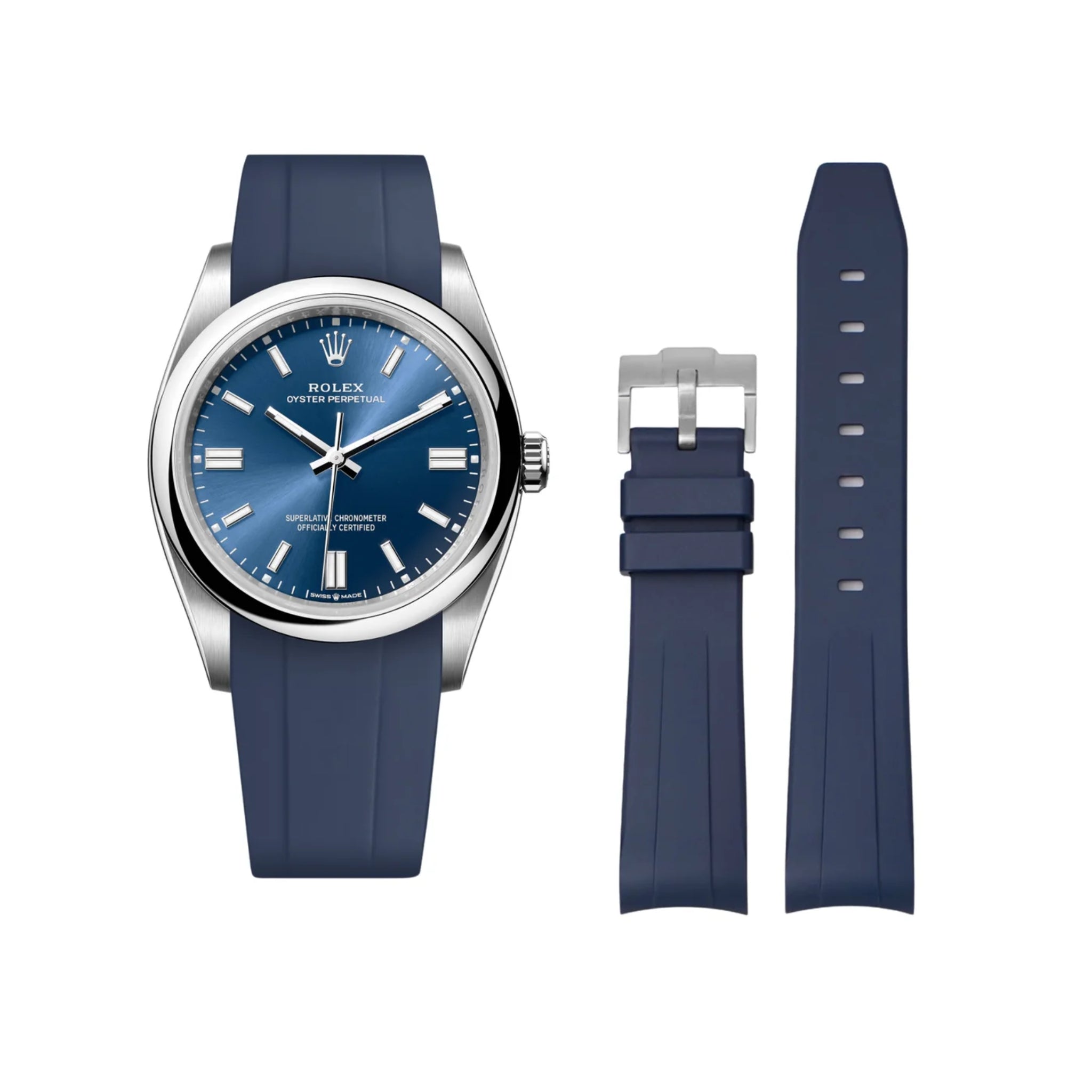 Kautschukarmband für Rolex Oyster Perpetual 36mm – dunkel - blau - Helvetus DE