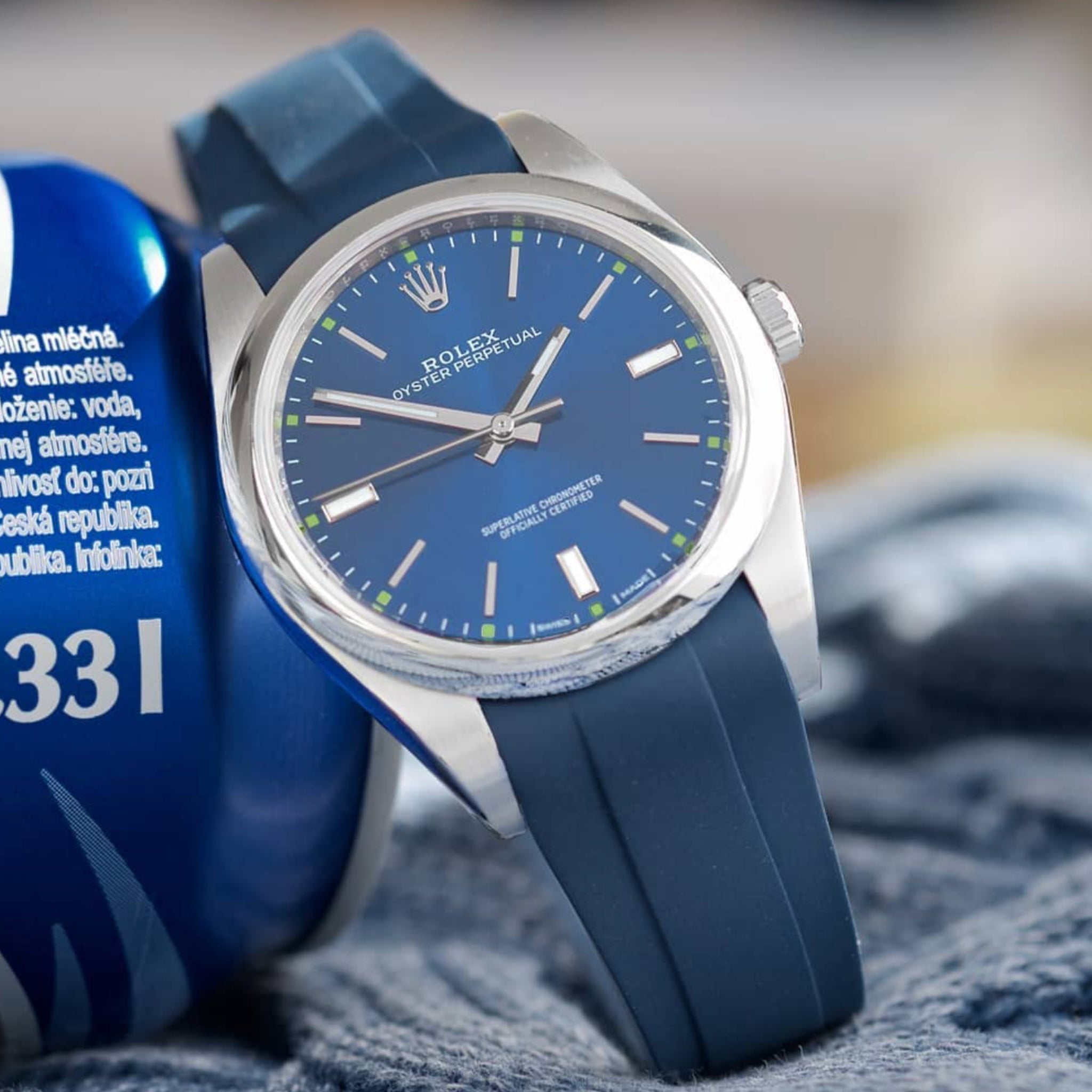 Kautschukarmband für Rolex Oyster Perpetual 39mm – Dunkel Blau - Helvetus DE